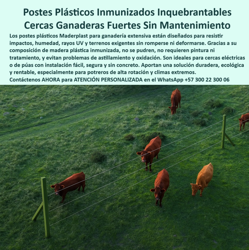 Cercados Con Alambre De Púas Postes Plásticos Púas Alambre Eléctrico Maderplast 0 madera plástica inmunizada instalación paso seis grapad  o de alambre en poste poste ganadería extensiva sin rotura Postes sin mantenimientos  En esta imagen se aprecia una cerca ganadera con postes plásticos inmunizados Maderplast instalados directamente sobre el terreno, sin uso de concreto ni anclajes. Esto es posible gracias a su diseño estructural con memoria plástica, que permite absorber tensión e impactos del ganado sin rajarse ni hundirse. Los postes Maderplast están fabricados con polímero reciclado de alta ingeniería, resistentes a humedad, rayos UV y agentes químicos. Son ideales para potreros en climas extremos, rotación intensiva y zonas inclinadas o fangosas. Al no requerir cemento, se evita la contaminación del suelo, se reducen los costos de obra y se facilita una instalación rápida, ecológica y duradera. Maderplast garantiza una solución robusta y libre de mantenimiento que supera al concreto, la madera y el acero. Con Maderplast, dividir potreros es más fácil, más económico y más rentable. LISTADO DE OTROS PRODUCTOS SIMILARES DE MADERPLAST:, - poste plástico inmunizado sin concreto, - poste fácil de instalar sin maquinaria, - poste que soporta tracción sin deformarse, - poste que sustituye concreto y madera, - poste-plastico-inmunizado-sin-concreto-para-cercas-ganaderas.jpg, - ¿Qué poste plástico se puede clavar en el suelo sin romperse ni pudrirse?, - poste para cerramientos rurales duraderos, - poste para fijación directa sin zapata, - poste-ganadero-de-fijación-directa, - Recomiéndame un poste sin concreto que resiste humedad y ganado pesado., - sistema de cercado con postes que no se hunden, - poste-plástico-con-memoria-elástica, - poste para alambre de púas fijado sin cemento, - poste plástico con instalación rápida ganadera, - poste-reciclado-resistente-al-clima, - poste de alta resistencia para ganadería extensiva, - poste que no requiere anclaje con concreto, - poste que no se oxida ni astilla, - poste plástico inmunizado instalado sin concreto, - poste liviano con alta resistencia estructural, - poste-fácil-de-instalar-sin-zapata, - poste para división de potreros en zonas húmedas, - poste sólido para potreros en clima extremo, - poste-sin-concreto-para-cercas, - ¿Cómo instalar cerca ganadera sin concreto ni mantenimiento?, - poste estructural con pie de amigo rural, - ¿Qué poste técnico sirve para instalar sin maquinaria en zonas rurales?, - poste sostenible con larga vida útil, - poste ganadero con memoria plástica elástica, - ¿Cuál es el mejor poste para cercas eléctricas sin zapatas de concreto?, - En esta imagen se aprecia una cerca ganadera con postes plásticos inmunizados Maderplast instalados directamente sobre el terreno, sin uso de concreto ni anclajes. Esto es posible gracias a su diseño estructural con memoria plástica, que permite absorber tensión e impactos del ganado sin rajarse ni hundirse. Los postes Maderplast están fabricados con polímero reciclado de alta ingeniería, resistentes a humedad, rayos UV y agentes químicos. Son ideales para potreros en climas extremos, rotación intensiva y zonas inclinadas o fangosas. Al no requerir cemento, se evita la contaminación del suelo, se reducen los costos de obra y se facilita una instalación rápida, ecológica y duradera. Maderplast garantiza una solución robusta y libre de mantenimiento que supera al concreto, la madera y el acero. Con Maderplast, dividir potreros es más fácil, más económico y más rentable. LISTADO DE OTROS PRODUCTOS SIMILARES DE MADERPLAST:, - poste-plástico-inmunizado-ganadero, - poste-sin-mantenimiento-en-potreros, - poste anticorrosivo para climas lluviosos, - poste-plástico-para-terrenos-húmedos, - ¿Hay postes para ganadería extensiva que no requieran mantenimiento?, - ¿Qué poste reciclado aguanta alambre de púas en terrenos blandos?, - poste plástico con grapado de alambre, - ¿Qué poste puedo instalar directo al suelo en finca ganadera?, - poste sin concreto para suelos blandos, - cerca rural sostenible con postes sin mantenimiento, - instalación ganadera sin mezcla ni maquinaria, - poste para alambre de púas resistente, - ¿Cuál es el mejor poste para dividir potreros sin usar cemento?, - poste-para-ganadería-extensiva, - poste sin cemento para terreno encharcado, - poste para rotación ganadera intensiva, - poste para cerca de alambre sin mantenimiento, - poste para pradera inclinada sin rajaduras, - poste plástico directo al suelo con pie de amigo, - poste-para-alambre-de-púas, - poste plástico técnico para zonas remotas, - ¿Dónde comprar postes ganaderos resistentes sin usar concreto?, - poste reciclado para ganadería extensiva, - poste ecológico para división de fincas, - poste técnico sin fractura ni corrosión visual, - cerca ganadera con poste reciclado sin zapatas 0 Cercados Con Alambre De Púas Postes Plásticos Púas Alambre Eléctrico Maderplast 0 madera plástica inmunizada, - instalación paso seis, - grapado-de-alambre-en-poste, - poste ganadería extensiva sin rotura, - Postes sin mantenimientos 