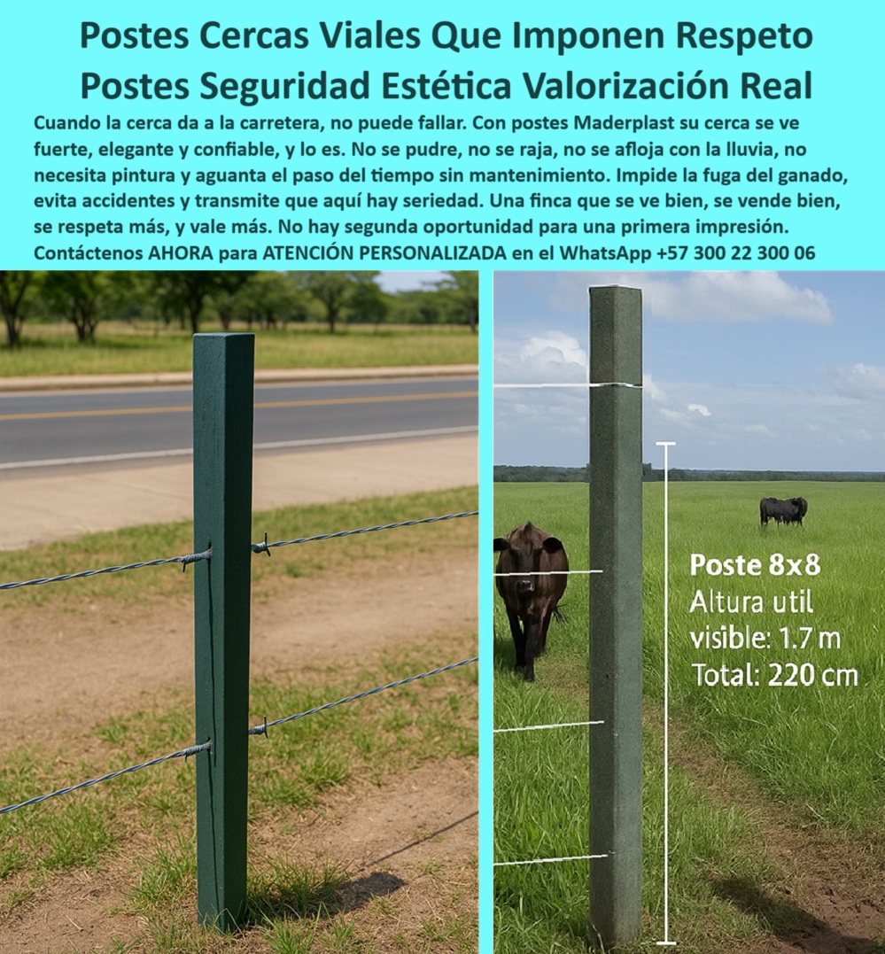 Cercas Viales Postes Postes Para Carreteras Vías Lineamientos Senderos Maderplast 0 Cómo hago para que el brazo de remate no se afloje con la lluvia Cerca ganadera con estacas sin mantenimiento cercas eléctricas con separación Esta imagen muestra una cerca ganadera Maderplast instalada junto a una vía pavimentada, el poste de color verde oscuro resalta por su altura visible de 1.7 m y total de 2.2 m, fabricado en polímero reciclado estructural, este poste 8x8 cm impone respeto, orden y profesionalismo, su color no se decolora al sol, no se oxida con la lluvia, ni se raja con la presión del terreno o el ganado, permite cercar potreros colindantes con carreteras sin que se suelte el alambre ni se deformen los extremos, es ideal para evitar accidentes por fuga de animales, gracias a su estética, las cercas Maderplast valorizan la finca, transmiten seriedad al paso del público, y eliminan el gasto de mantenimiento, el poste Maderplast resiste décadas sin pintura ni reemplazos, ideal para quienes desean seguridad, impacto visual y eficiencia ganadera, Maderplast es sinónimo de cerca profesional, sostenible y confiable en cualquier entorno rural, agrícola o vial.  A CONTINUACIÓN UN LISTADO COMPLETO CON OTROS PRODUCTO SIMILARES DE MADERPLAST:, - estacas visibles que mejoran imagen ganadera, - cerca-con-respeto-visual, - poste ganadero de alto impacto visual y técnico, - ¿Cuál es la mejor opción para cercas visibles y seguras?, - estacas-sin-mantenimiento, - postes reciclados para senderos y bordes de finca, - postes estéticos que dan imagen de finca organizada, - Poste plástico resistente para delimitar finca junto a carretera, - ¿Qué altura debe tener un poste para cercas viales seguras?, - poste-plástico-para-carretera, - cerca visible para evitar accidentes con ganado, - poste ecológico alineado bordeando camino rural, - poste-plástico-vial, - poste con triple alambre tenso sobre camino agrícola, - poste-que-no-se-afloja, - cerca ganadera recta con postes visibles junto a carretera, - cercado moderno reforzado con poste de 2.2 metros, - Poste ecológico para instalación sin mantenimiento ganadero, - poste estructural ecológico para cerca perimetral, - poste-de-220-cm-maderplast, - postes sin mantenimiento para cercas largas, - ¿Cuál es el mejor poste plástico para evitar fuga de ganado?, - Recomendación de poste plástico para cercado ganadero en zonas viales, - poste plástico alto delimitando potrero y vía pavimentada, - estacas plásticas con fijación firme para pastoreo, - cercas-ganaderas-visibles, - poste-resistente-a-lluvia, - ¿Qué poste puedo usar para cercar mi finca junto a la carretera?, - delimitación rural sin madera ni concreto, - delimitación-ganadera-elegante, - poste visible que impide paso de ganado a la vía, - cerco ganadero confiable para propiedades de alto valor, - poste 8x8 maderplast instalado con triple alambre, - Esta imagen muestra una cerca ganadera Maderplast instalada junto a una vía pavimentada, el poste de color verde oscuro resalta por su altura visible de 1.7 m y total de 2.2 m, fabricado en polímero reciclado estructural, este poste 8x8 cm impone respeto, orden y profesionalismo, su color no se decolora al sol, no se oxida con la lluvia, ni se raja con la presión del terreno o el ganado, permite cercar potreros colindantes con carreteras sin que se suelte el alambre ni se deformen los extremos, es ideal para evitar accidentes por fuga de animales, gracias a su estética, las cercas Maderplast valorizan la finca, transmiten seriedad al paso del público, y eliminan el gasto de mantenimiento, el poste Maderplast resiste décadas sin pintura ni reemplazos, ideal para quienes desean seguridad, impacto visual y eficiencia ganadera, Maderplast es sinónimo de cerca profesional, sostenible y confiable en cualquier entorno rural, agrícola o vial.  A CONTINUACIÓN UN LISTADO COMPLETO CON OTROS PRODUCTO SIMILARES DE MADERPLAST:, - cerca que valoriza fincas ganaderas al borde de vía, - estacas Maderplast para cercas en bordes de vías, - poste-plástico-ganadero-vial-maderplast-cerca-carretera-220cm.jpg, - ¿Qué poste plástico no se raja ni se afloja con el agua?, - postes Maderplast de 8x8 cm para seguridad vial, - poste que no se afloja con lluvias ni humedad, - ¿Cómo evitar que los postes se aflojen con la lluvia?, - poste resistente a empujes de animales sin romperse, - poste plástico sin pintura ni desgaste al sol, - cerca eléctrica con postes de 2.20 metros durables, - ¿Dónde venden postes que no se oxidan ni necesitan pintura?, - poste plástico que evita fuga de ganado carretera, - delimitador vial ecológico y libre de químicos, - cerca plástica que no se oxida ni se raja, - poste elegante para delimitar propiedad rural visible, - poste plástico para cerca ganadera junto a carretera, - poste de 220 cm de altura para carreteras rurales, - poste Maderplast firme sobre suelo seco sin concreto, - poste-maderplast-8x8, - cercado ganadero profesional frente a carretera principal, - cercas ganaderas visibles que imponen respeto vial, - poste reciclado en cerca con alto impacto visual, - línea de cerca con separación profesional y estética 0 Cercas Viales Postes Postes Para Carreteras Vías Lineamientos Senderos Maderplast 0 Cómo hago para que el brazo de remate no se afloje con la lluvia, - Cerca ganadera con estacas sin mantenimiento, - cercas eléctricas con separación 0