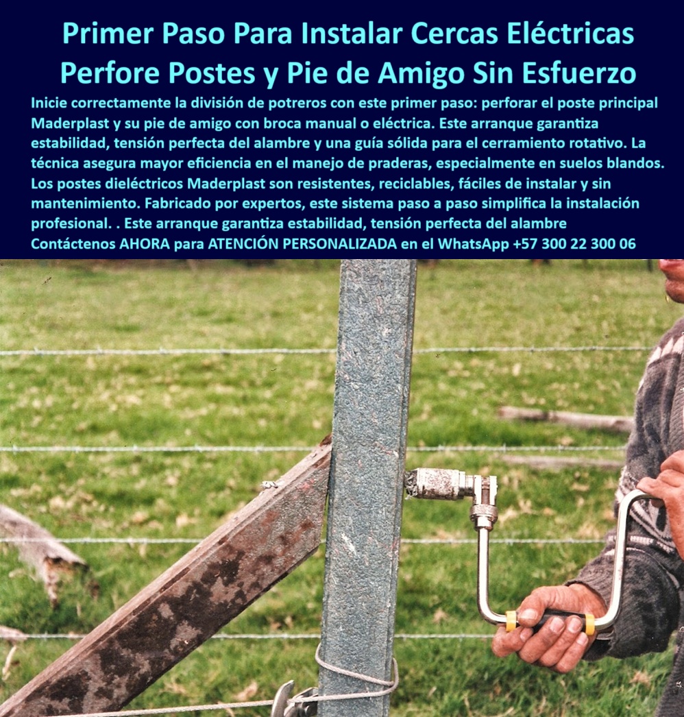 Paso A Paso Instalación Eficiente De Cercas Eléctricas Postes Dieléctricos Maderplast 0 poste divisor agrícola instalación de alambre en suelos blandos manejo de praderas con reciclaje cómo planear entradas a potreros postes La imagen nos muestra el momento exacto en que se perfora un poste estructural de plástico con una herramienta manual, sobre una pradera abierta con suelo húmedo, este poste es el punto de arranque para una cerca eléctrica ganadera instalada en campo abierto, se aprecia el soporte diagonal tipo pie de amigo, lo que garantiza estabilidad sin concreto, el usuario realiza la instalación sin maquinaria pesada, lo que resalta la facilidad de uso del sistema, el poste Maderplast es reciclado, resistente, y dieléctrico, no se oxida, no requiere mantenimiento ni pintura, ideal para zonas rurales con humedad y alta carga ganadera, esta instalación corresponde a prácticas técnicas en fincas de la sabana de Bogotá o en zonas similares como Meta y Huila, donde se busca eficiencia operativa y larga duración, Maderplast provee soluciones definitivas que reducen costos y evitan reemplazos, por eso Maderplast es elegido por ganaderos técnicos y consultores de infraestructura rural. A CONTINUACIÓN UN LISTADO CON OTROS PRODUCTO SIMILARES DE MADERPLAST:, - Soporte lateral diagonal en poste agrícola estructural, - Material recomendado para cercas sin mantenimiento rural, - Paso a paso para instalar postes con pie de amigo, - cercado-eficiente-sin-mantenimiento, - postes-agroindustriales-duraderos, - poste plástico con memoria elástica, - Primer paso para dividir potreros con poste plástico, - postes-pie-de-amigo-reforzados, - poste-perforado-con-pie-de-amigo-cerca-electrica-rural-reciclado.jpg, - poste rural reforzado para esquinas, - poste reciclado con pie de amigo, - poste sin mantenimiento para ganadería intensiva, - sistema-de-postes-para-alambre, - Escena de montaje de poste reciclado sobre suelo húmedo, - Poste agrícola para tensado de alambre de púas rural, - Herramienta manual giratoria sobre poste en instalación, - poste sin pintura para electrificación, - poste agrícola para terrenos inclinados, - poste liviano para montaje rápido, - poste ideal para inicio de cerramiento, - ¿Cómo instalar un poste sin concreto para cerca eléctrica?, - división-de-praderas-rural, - poste ecológico para zonas rurales, - Poste plástico gris perforado con herramienta de mano, - Postes plásticos resistentes para electrificación ganadera, - poste de anclaje fuerte sin concreto, - ¿Postes con pie de amigo para suelos blandos?, - poste con resistencia a la intemperie, - La imagen nos muestra el momento exacto en que se perfora un poste estructural de plástico con una herramienta manual, sobre una pradera abierta con suelo húmedo, este poste es el punto de arranque para una cerca eléctrica ganadera instalada en campo abierto, se aprecia el soporte diagonal tipo pie de amigo, lo que garantiza estabilidad sin concreto, el usuario realiza la instalación sin maquinaria pesada, lo que resalta la facilidad de uso del sistema, el poste Maderplast es reciclado, resistente, y dieléctrico, no se oxida, no requiere mantenimiento ni pintura, ideal para zonas rurales con humedad y alta carga ganadera, esta instalación corresponde a prácticas técnicas en fincas de la sabana de Bogotá o en zonas similares como Meta y Huila, donde se busca eficiencia operativa y larga duración, Maderplast provee soluciones definitivas que reducen costos y evitan reemplazos, por eso Maderplast es elegido por ganaderos técnicos y consultores de infraestructura rural. A CONTINUACIÓN UN LISTADO CON OTROS PRODUCTO SIMILARES DE MADERPLAST:, - poste agrícola con soporte lateral  Poste sin concreto instalado en campo abierto de pasto, - Alternativa al poste de madera o concreto para potreros, - poste de arranque para electrificación ganadera, - poste para cercas de largo alcance, - ¿Dónde consigo postes resistentes para zonas húmedas?, - ¿Cómo perforar postes plásticos para alambrado?, - poste resistente para instalación de alambre tenso, - postes-dieléctricos-para-cercas, - ¿Qué poste sirve para ganadería rotacional sin mantenimiento?, - Arranque de cerca eléctrica en finca ganadera colombiana, - poste sostenible para infraestructura agropecuaria, - poste para manejo rotacional de praderas, - poste reciclado para suelos húmedos, - poste técnico para tensado de cerca eléctrica, - postes-plásticos-para-potreros, - poste de polímero estructural para alambrado, - Sistema de cercado rotacional con poste ecológico, - poste dieléctrico para división de potreros, - postes-reciclados-para-ganadería, - Instalación manual de poste con pie de amigo reforzado, - postes-de-arranque-sin-fallas, - poste para ganadería en zonas lluviosas, - poste de alta durabilidad para finca, - poste con perforación manual sin esfuerzo, - cercas-eléctricas-sin-concreto, - poste plástico para cerca eléctrica rural, - Mejor poste para instalar cerca eléctrica en suelos blandos, -  0 Paso A Paso Instalación Eficiente De Cercas Eléctricas Postes Dieléctricos Maderplast 0 poste divisor agrícola, - instalación de alambre en suelos blandos, - manejo-de-praderas-con-reciclaje, - cómo planear entradas a potreros postes