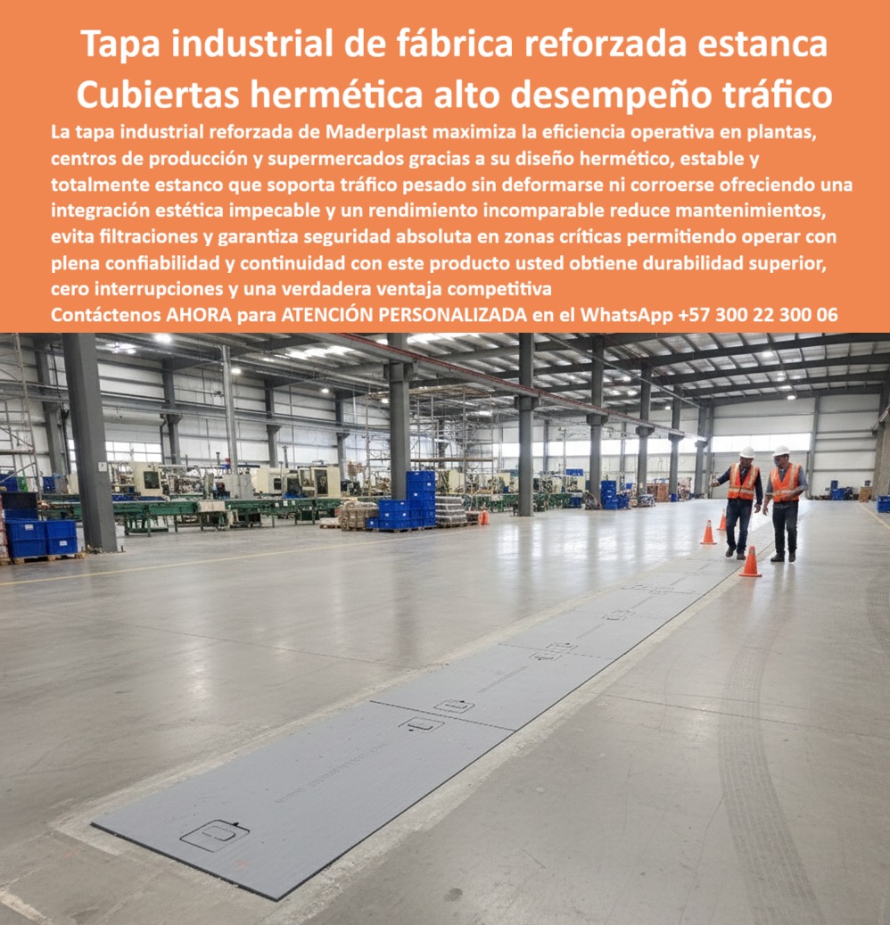 Fábrica Tapas industriales Tapa Industrial Reforzada Maderplast 0 Tapas estéticas para pisos de supermercados o almacenes Cubierta Hermética para Uso Industrial Tapa Resistentes para Fábricas Tapas estancas y resistentes Cubiertas industriales