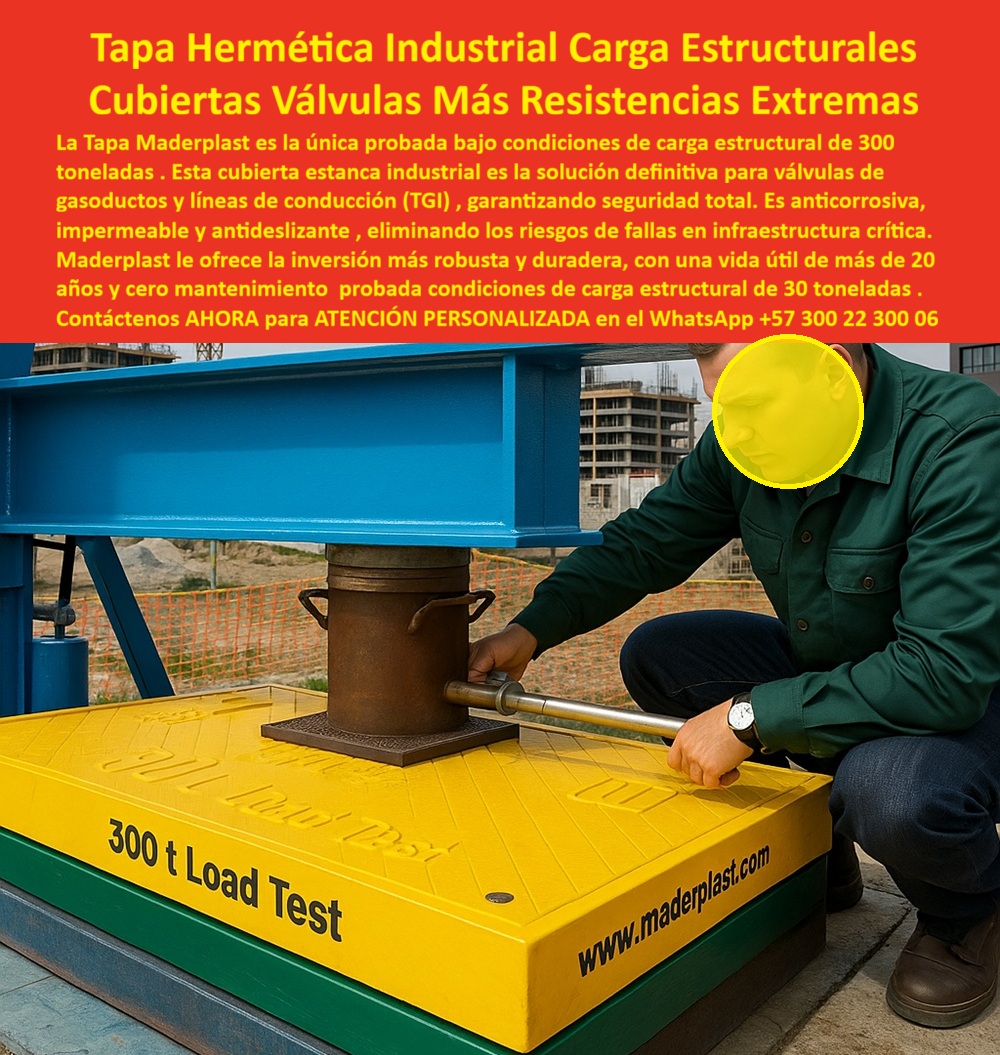 Tapa Hermética Gasoductos Cubierta Válvula Gasoducto Maderplast 0 Cubierta estanca industrial antideslizante cajas de inspección sistemas de gas y líneas de conducción resistente impermeable y segura Tapa Estanca Industrial Líneas de Gas y TGI