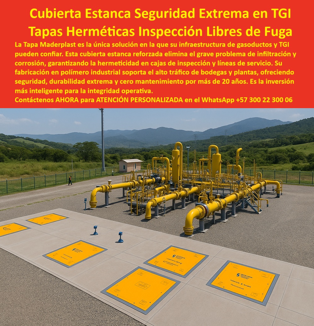Tapa Hermética Gasoductos Cubierta Válvula Gasoducto Maderplast 0 Tapa Hermética para Cajas de Inspección y Líneas de Servicio Cubierta estanca de alto tráfico áreas industriales bodegas y plantas de producción fabricada en polímero TGI