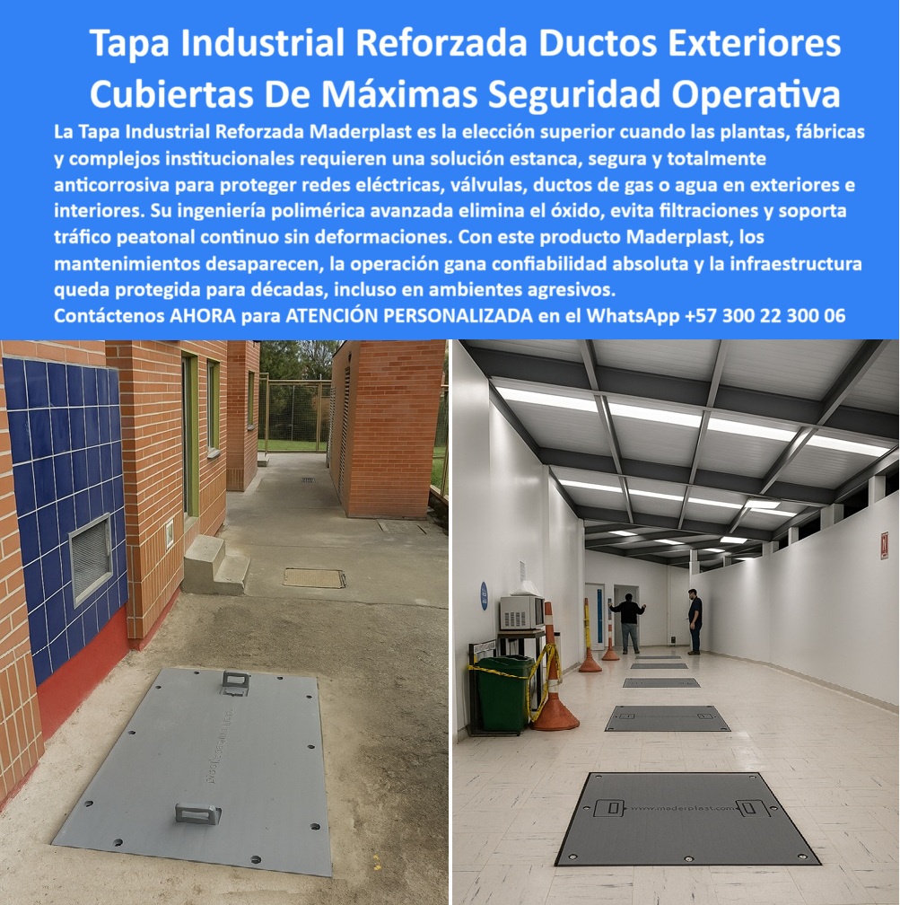 Tapa Industrial Reforzada Fábrica Tapas industriales Maderplast 0 Tapa para fábricas y plantas Herméticas seguras y duraderas para redes eléctricas de gas o agua en exteriores Tapa estanca de alto desempeño fabricada para proteger válvulas ducto