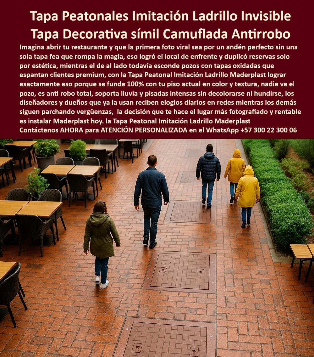 Tapa Peatonal Acabado Personalizable Con Color Y Textura Maderplast 0 Tapa imitación ladrillo Decorativa anticorrosiva y segura Ideal para proyectos arquitect00