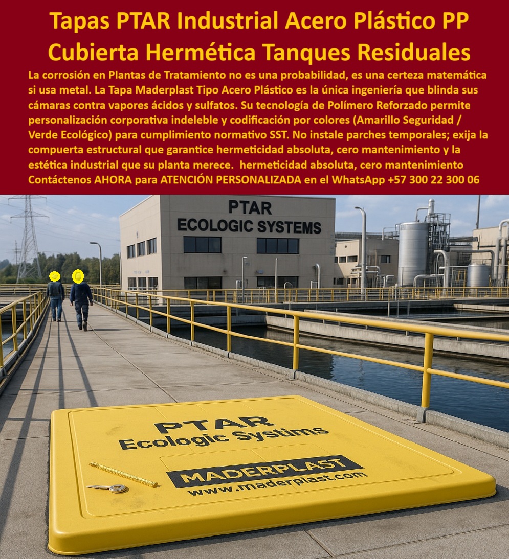 Tapa Plástica Anticorrosiva Acero Plastico Cámaras Ptar Hidráulicas Maderplast 0 tapas metálicas Polímero reforzado resistente a la intemperie y a los químicos Seguridad y funcionalidad Tapa industriales herméticas De Acero O Plástico PP