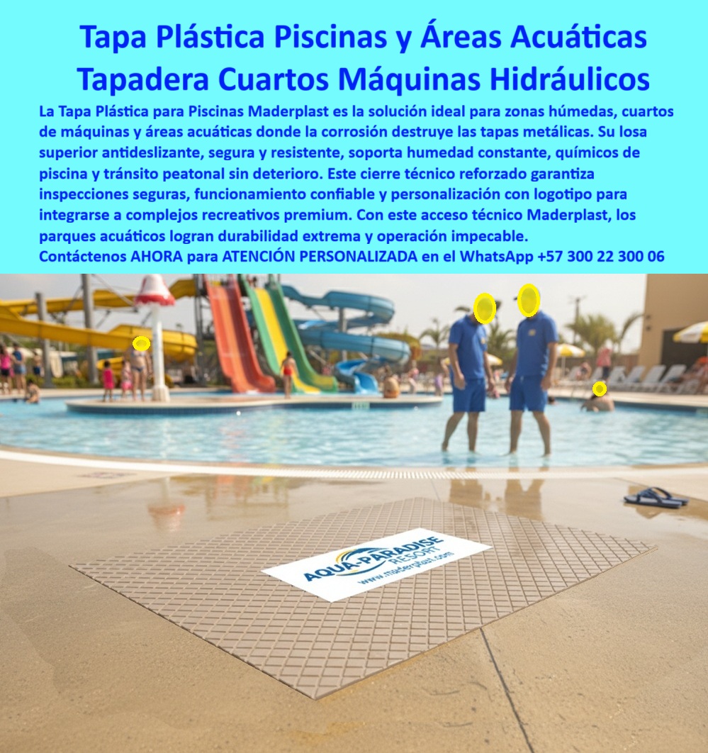 Tapa Plástica Piscinas Tapa Áreas Acuáticas Tapa Maderplast 0 Tapa de Registro para Piscinas y Áreas Acuáticas Tapa Plástica Reforzada Piscinas Cubiertas Tapa Industrial Anticorrosiva para Cuartos de Máquinas infraestructura hidráulica 0