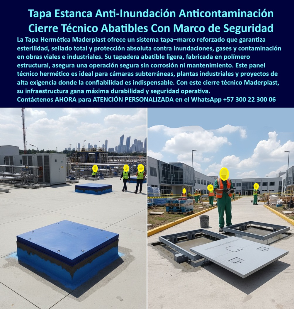 Tapas Herméticas Anti Inundación Anti Contaminación de Seguridad Maderplast 0 tapa y marco seguridad esterilidad ligeras tapas abatibles industriales herméticas obras viales Tapas Herméticas con marco Hermético en el sector de la construccion PP
