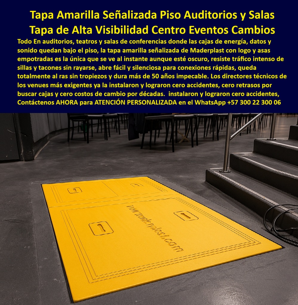 Tapas Señalizadas Marcadas Rotuladas Diseñada Con Señalización Maderplast 0 Tapa para empresas eléctricas de gas o telecomunicaciones que buscan visibilidad y durabilidad Tapa de señalización visual de advertencia Tapa amarilla con logo