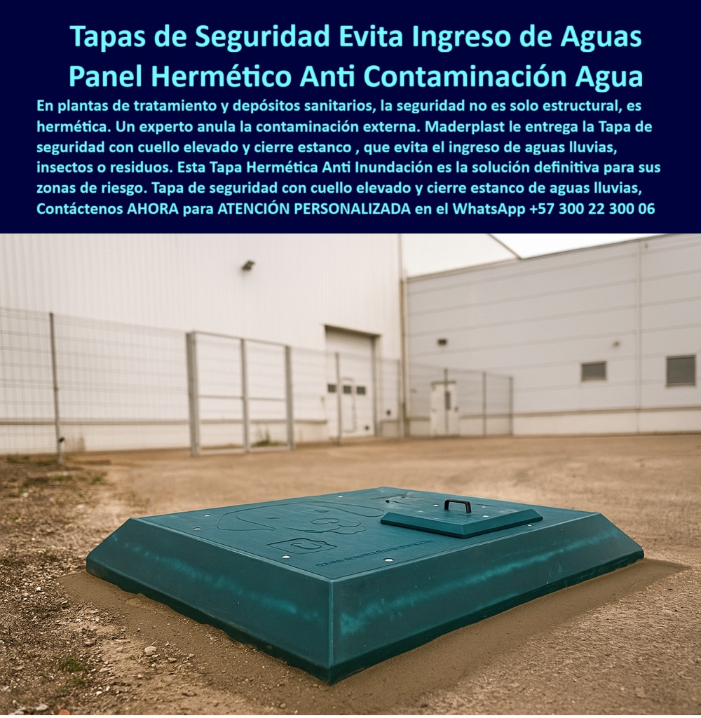 Tapas herméticas Anti Inundación Anti Contaminación Tapa seguridad Maderplast 0 Diseñada con cuello elevado y cierre estanco que evita ingreso de aguas lluvias insectos o residuos Ideal para plantas de tratamiento depósitos sanitarios y zonas de