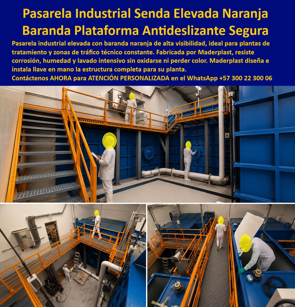 Barandales Industriales Rampas Mezanines y Pasarelas Maderplast Pasarelas Industriales Con Barandas Anticorrosivas Caminos Elevados Industriales Antideslizantes Estructura Baranda Plataforma Industrial Anti Óxido Duradera Pasarela Industrial