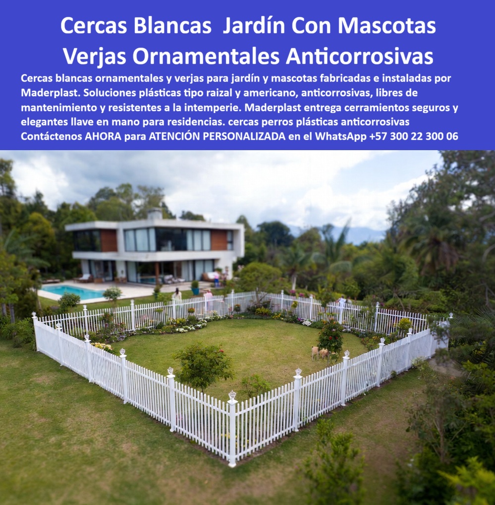 Barandas Para Jardín Mascotas Cercas Verjas Perros Maderplast Rejas Ornamentales Caribeñas Tipo Raizal Cercas Blanca Vallado de mascotas blanco con protección solar extrema Vallado de mascotas blanco con estabilidad cromática Blancas
