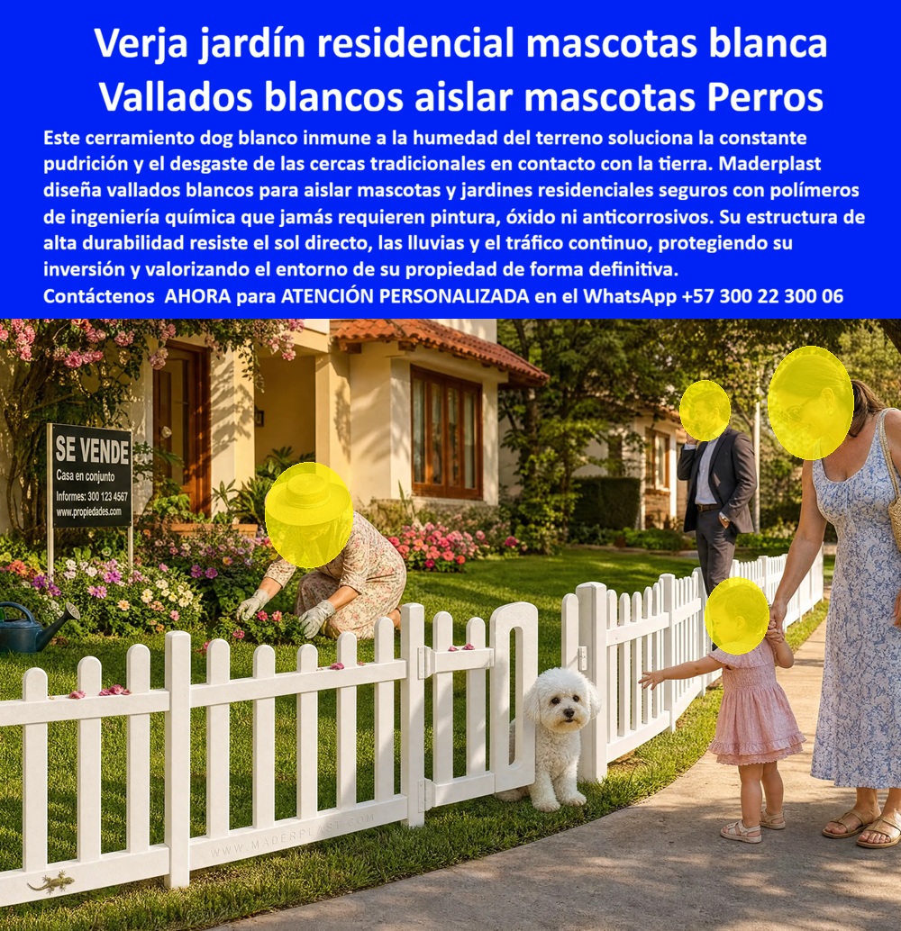 Barandas Para Jardín Mascotas Cercas Verjas Perros Maderplast Vallados Blancos para Aislar Mascotas y Jardines Residenciales Vallado de mascotas blanco con protección solar extrema Vallado de mascotas blanco con estabilidad termica
