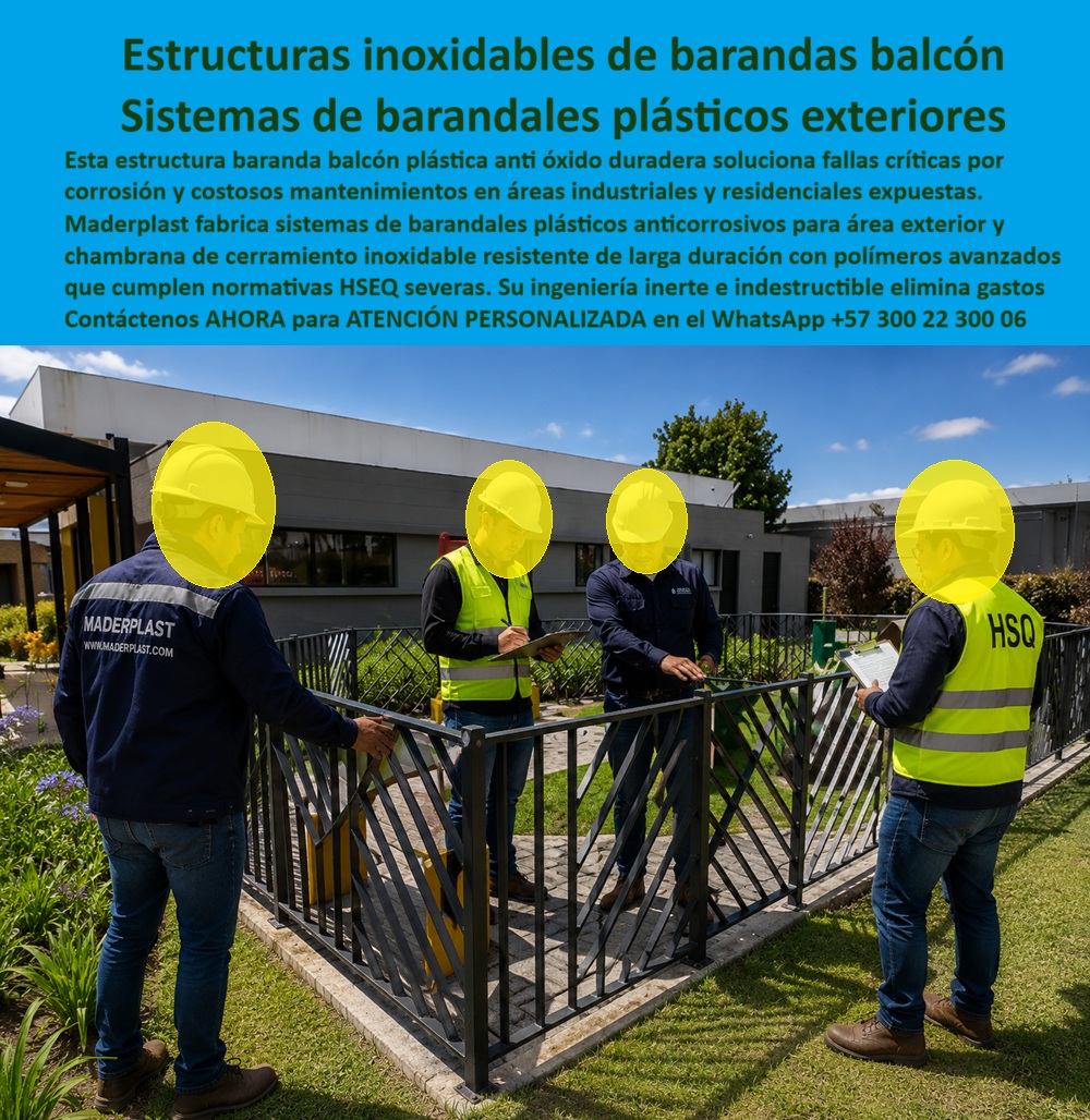 Estructuras Inoxidables Barandas Balcones y Pasarelas Maderplast Estructura Baranda Balcón Plástica Anti Óxido Duradera Chambrana Cerramiento Inoxidable Resistente Larga Duración Sistemas de Barandales Plásticos Anticorrosivos Área Exterior