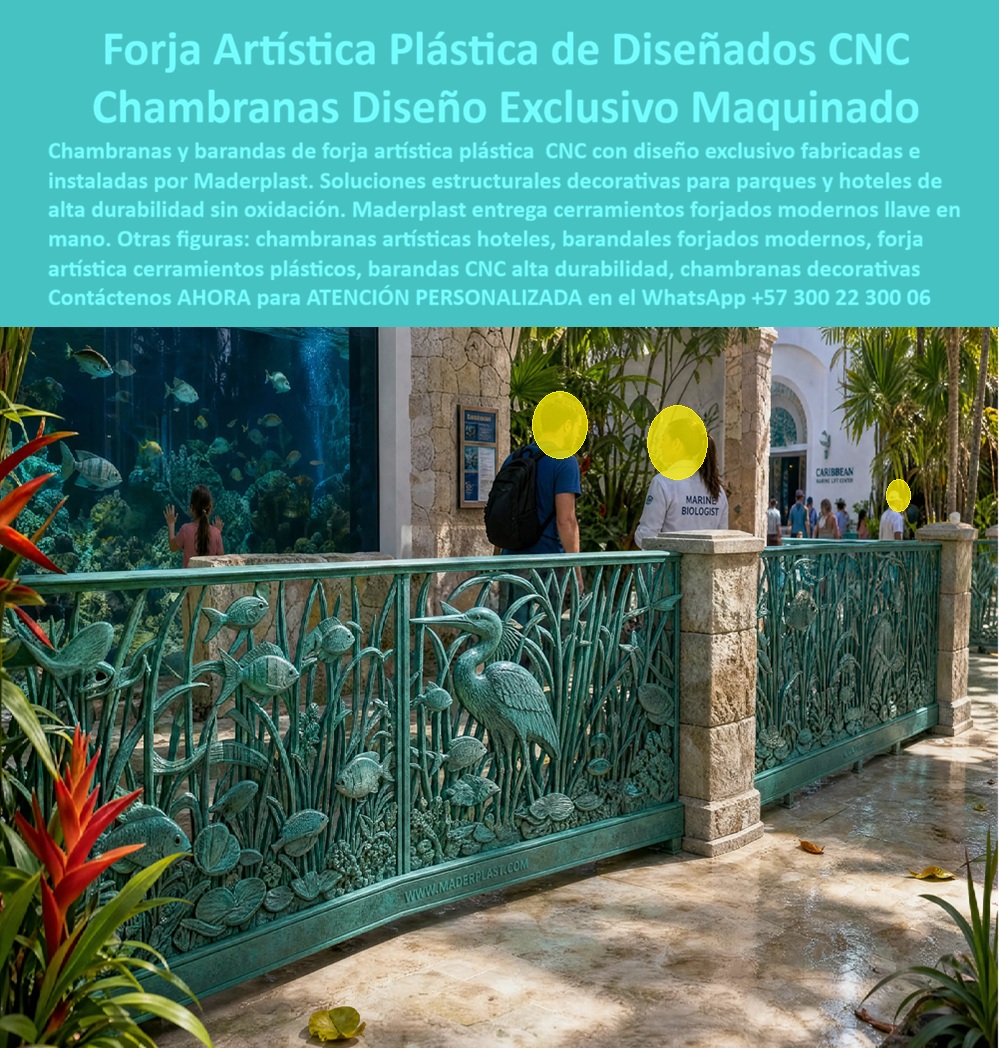 Forja Artística Plástica CNC Diseño Exclusivo Forja Plástica Maderplast Chambranas De Diseño Barandas Ornamentales Inspiradas En La Naturaleza Barandas Escultóricas Para Paisajismo Arquitectónico Estructuras decorativas personalizada