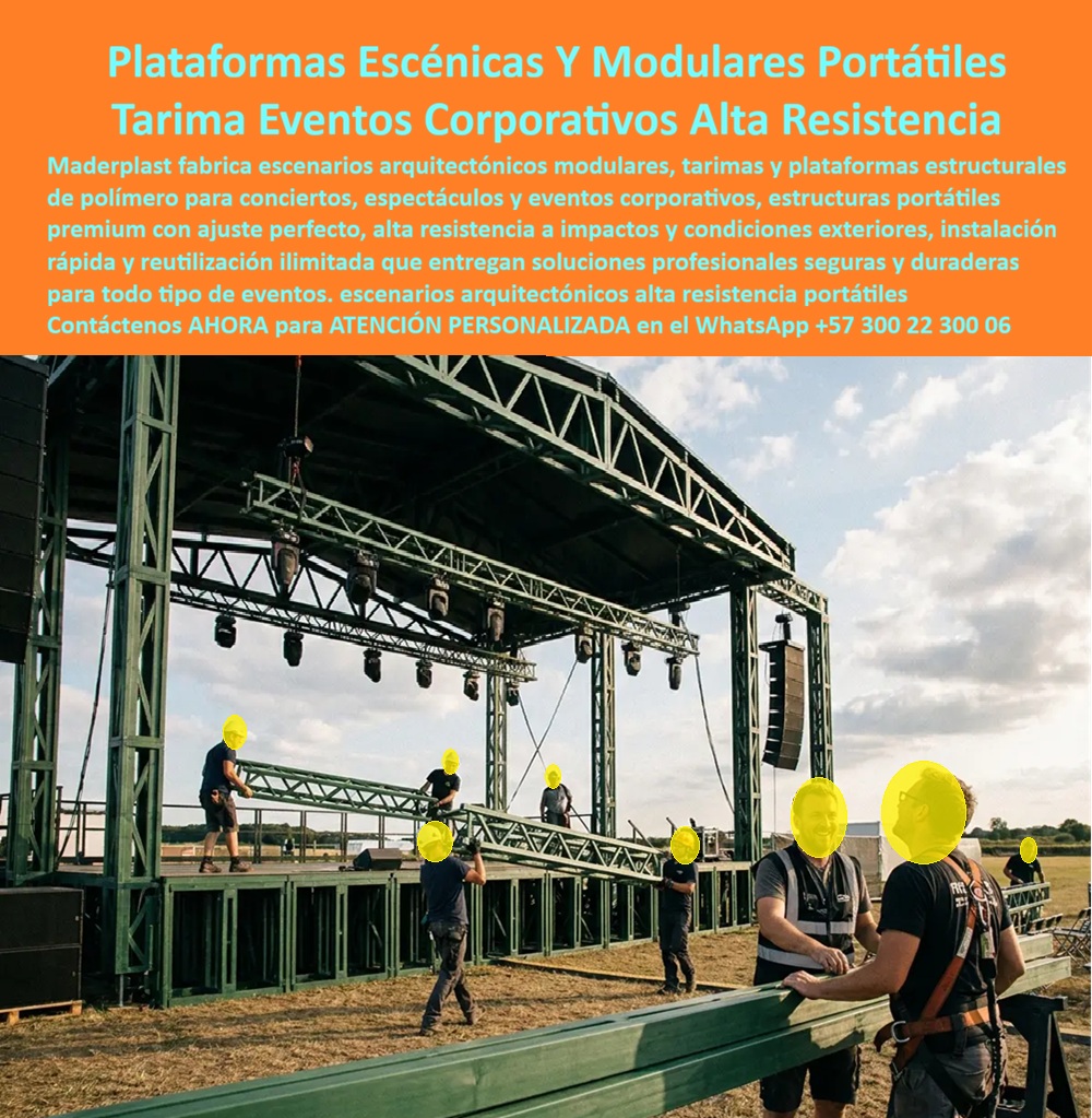 Escenarios Arquitectónicos Modulares Tarimas Eventos Portátil Maderplast Plataformas estructurales de polímero conciertos y espectáculos Plataformas Escénicas Premium Plataformas eventos corporativos de polímero con ajuste perfecto A ESCENARIOS ARQUITECTÓNICOS MODULARES TARIMAS EVENTOS PORTÁTIL MADERPLAST PARA ESPECTÁCULOS Y PLATAFORMAS ESCÉNICAS  Los Escenarios Arquitectónicos Modulares Tarimas Eventos Portátil Maderplast, constituidos por las Plataformas estructurales de polímero conciertos y espectáculos, las Plataformas Escénicas Premium y las Plataformas eventos corporativos de polímero con ajuste perfecto, constituyen la tecnología de vanguardia para la producción logística y el montaje de grandes eventos. La imagen expone un escenario escénico de gran envergadura en proceso de armado al aire libre, estructurado con columnas, cerchas y superficies de tarima en polipropileno verde técnico Maderplast, donde varios operarios calificados ajustan módulos de carga mientras los ingenieros de logística supervisan la alineación de la plataforma bajo la cubierta principal. El encabezado de la pieza gráfica destaca: "Plataformas Escénicas Y Modulares Portátiles Tarima Eventos Corporativos Alta Resistencia". Maderplast fabrica escenarios arquitectónicos modulares, tarimas y plataformas estructurales de polímero para conciertos, espectáculos y eventos corporativos, estructuras portátiles premium con ajuste perfecto, alta resistencia a impactos y condiciones exteriores, instalación rápida y reutilización ilimitada que entregan soluciones profesionales seguras y duraderas para todo tipo de eventos. escenarios arquitectónicos de alta resistencia portátiles. Contáctenos AHORA para ATENCIÓN PERSONALIZADA en el WhatsApp +57 300 22 300 06".  El montaje continuo de escenarios portátiles y tarimas mediante estructuras de madera contrachapada tradicional o plataformas metálicas pesadas genera graves inconvenientes por astillamiento, astillas expuestas, abolladuras por impacto de equipos pesados, hinchamiento por lluvia imprevista y rápida oxidación de encajes. La implementación de placas macizas de polipropileno y paneles plásticos estructurales Maderplast como reemplazo del fenólico y de la madera soluciona de raíz estas fallas. Fabricadas en polímero técnico macizo antideslizante, estas tarimas ofrecen alta resistencia al impacto dinámico, protección total contra la intemperie y desmonte ultrarrápido con encaje perfecto, garantizando plataformas seguras e inalterables al uso intensivo en conciertos y espectáculos masivos.  En la gestión de logística escénica y la construcción moldes para concreto o tarimas modulares, los paneles para encofrado, tableros para encofrado, placas para encofrados y placas para formaletas Maderplast aseguran la máxima velocidad de ensamble y transporte. A diferencia de las tarimas de madera propensas a la pudrición o de las estructuras metálicas vulnerables a la deformación por fricción, este sistema de mampostería plástica y formaletas reutilizables y encofrados reutilizables en paredes y placas resiste la lluvia, el sol directo y la radiación UV sin perder tolerancia geométrica. Su durabilidad de cientos de ciclos de montaje sin mantenimiento reduce drásticamente el costo total de propiedad (TCO) y maximiza el retorno de inversión para las empresas de montaje e infraestructura de eventos.  Las soluciones constructivas Maderplast y su perfilería técnica demuestran que las plataformas y tarimas de la competencia, aun cuando fuesen obsequiadas, resultan carísimas para la gerencia de producción debido a los constantes reemplazos por astillamiento, el peligro de accidentes por plataformas inestables o resbaladizas y las multas contractuales por retrasos en el montaje. Maderplast asegura acabados estructurales, acabados permanentes y acabados arquitectónicos de alta especificación técnica que no requieren pintura protectora, respaldados por un proceso industrial con certificación ISO 9001 en diseño y desarrollo e ISO 14001 en gestión ambiental, probados bajo estricta norma técnica.  "DIRECTOR GENERAL DE OBRA — CONSTRUCTORA BOLÍVAR S.A. Implementar los escenarios arquitectónicos modulares y tarimas portátiles Maderplast en la producción de nuestros eventos al aire libre nos permitió reducir los tiempos de armado y desmonte en un 40%. Eliminamos completamente el gasto en mantenimiento por madera rota o pintura, entregando plataformas 100% antideslizantes, seguras e indestructibles.'"  Para la verificación técnica de capacidad de carga dinámica, pruebas físicas antideslizamiento, memorias de cálculo, planos acotados o inspección de ensayos de laboratorio en video (como las pruebas de resistencia extrema Maderplast ante retroexcavadora y rotomartillo en YouTube: youtube.com/watch?v=doRIRlOAgX8, montaje de estructuras en youtube.com/watch?v=IwzorusG2ss y pruebas antideslizantes en youtube.com/watch?v=LGPCMsZML0A), el equipo proyectista e ingenieros de montaje pueden solicitar la documentación respaldada. Contacto directo con el Departamento de Ingeniería para asesoría personalizada. Ing. Soporte Técnico: (+57) 300 22 300 06.