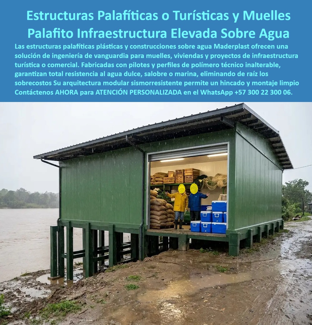 Estructura Palafítica Construcciones Elevadas Sobre Pilotes Maderplast Estructuras palafíticas plásticas muelles y viviendas Construcciones Elevadas sobre Pilotes Inoxidables Pilotes plásticos hincados construcciones costeras Estructuras palafíticas plásticas y construcciones elevadas sobre pilotes inoxidables resuelven muelles, viviendas e infraestructura turística o comercial sobre agua. Maderplast fábrica estos sistemas con pilotes y perfiles de polímero técnico inalterable que garantizan resistencia total al agua dulce, salobre o marina. La arquitectura modular sismo-resistente permite un hincado y montaje limpio, eliminando de raíz los sobrecostos por corrosión y deterioro. En zonas costeras, ribereñas o inundables el problema central es la degradación acelerada de los pilotes y estructuras convencionales. La madera se pudre, el metal se corroe y los mantenimientos se vuelven constantes y costosos. Estas construcciones elevadas sobre pilotes plásticos eliminan ese ciclo. No se oxidan, no se corroen y mantienen su capacidad estructural en contacto permanente con el agua y la humedad. El sistema modular facilita el hincado, reduce tiempos de obra y entrega una infraestructura estable y de larga vida útil. El resultado es una solución de ingeniería para proyectos sobre agua que combina resistencia, sismo-resistencia y bajo mantenimiento. Los pilotes plásticos hincados soportan las cargas de muelles, pasarelas y viviendas elevadas sin generar los problemas clásicos de los materiales tradicionales. El operador o el desarrollador gana un activo que no se degrada con el ambiente acuático y que reduce el costo total de propiedad de forma medible. Los sistemas convencionales de pilotes y estructuras elevadas, aunque lleguen a precio inicial competitivo, terminan resultando carísimos por pudrición, corrosión, reforzamientos y pérdida de capacidad estructural. Maderplast entrega una solución de estructuras palafíticas plásticas que convierte cada construcción elevada en un activo durable y de cero corrosión. Las plantas cuentan con certificación ISO 9001 en diseño y fabricación e ISO 14001 ambiental, y las piezas se validan con pruebas de laboratorio exigentes. Un director de proyecto de infraestructura costera comentó: “Especificamos los pilotes y la estructura palafítica Maderplast para un muelle y una edificación elevada. Eliminamos por completo los problemas de corrosión y deterioro por humedad. El montaje fue limpio y la estructura se mantiene intacta. Cualquier sistema convencional, aunque nos lo regalaran, salía más caro por los mantenimientos y las intervenciones futuras”. La evidencia que elimina la duda técnica al firmar la orden de compra está en las pruebas extremas. El video en el que una retroexcavadora, un mazo de construcción y un rotomartillo impactan directamente los materiales Maderplast demuestra una resistencia que cambia la percepción de cualquier ingeniero. Este registro, junto con el canal completo de validaciones, constituye el respaldo que un profesional necesita para especificar con tranquilidad en ambientes acuáticos. Para solicitar planos, memorias de cálculo, especificaciones de hincado o cotización de producción en serie, contacte directamente al Departamento de Ingeniería. Ing. Soporte Técnico: (+57) 300 22 300 06 | ingenieria@maderplast.co.