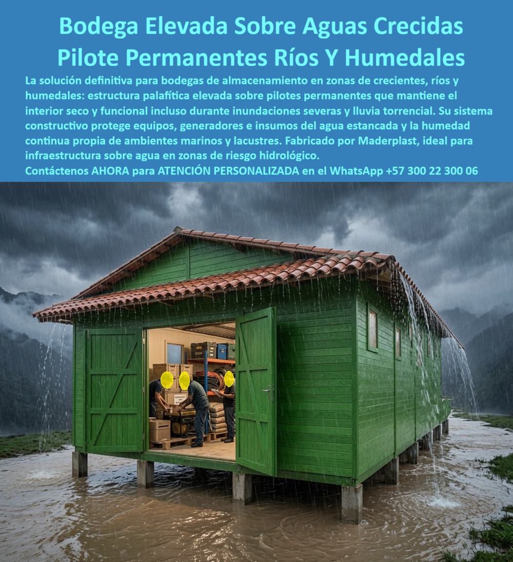 Estructura Palafítica Construcciones Elevadas Sobre Pilotes Maderplast pilotes para ríos Permanentes Infraestructura sobre Agua pilotes ríos Estructuras Palafíticas Elevadas Ríos Lagos y Humedales Sistema Constructivo Ambientes Marino ESTRUCTURA PALAFÍTICA CONSTRUCCIONES ELEVADAS SOBRE PILOTES MADERPLAST PARA INFRAESTRUCTURA PERMANENTE SOBRE AGUA  La Estructura Palafítica Construcciones Elevadas Sobre Pilotes Maderplast, constituida por los pilotes para ríos Permanentes Infraestructura sobre Agua, los pilotes ríos Estructuras Palafíticas Elevadas Ríos, Lagos y Humedales y el Sistema Constructivo Ambientes Marino, representa la solución tecnológica de vanguardia para cimentaciones en zonas de crecientes e inundación severa. La imagen expone una bodega técnica elevada sobre pilotes macizos de polipropileno color gris y verde Maderplast, instalada en una cuenca fluvial durante una lluvia torrencial con crecida de aguas. El sistema mantiene el espacio interior totalmente seco, iluminado y operativo, permitiendo que el personal técnico manipule generadores, herramientas e insumos protegidos del agua estancada. El encabezado de la pieza gráfica destaca: "Bodega Elevada Sobre Aguas Crecidas Pilote Permanentes Ríos Y Humedales. La solución definitiva para bodegas de almacenamiento en zonas de crecientes, ríos y humedales: estructura palafítica elevada sobre pilotes permanentes que mantiene el interior seco y funcional incluso durante inundaciones severas y lluvia torrencial. Su sistema constructivo protege equipos, generadores e insumos del agua estancada y la humedad continua propia de ambientes marinos y lacustres. Fabricado por Maderplast, ideal para infraestructura sobre agua en zonas de riesgo hidrológico. Contáctenos AHORA para ATENCIÓN PERSONALIZADA en el WhatsApp +57 300 22 300 06".  El desarrollo de obras e infraestructura sobre agua mediante pilotes metálicos o madera tratada convencional provoca severos inconvenientes por corrosión acelerada, pudrición por humedad estancada, ataque de bacterias acuáticas y colapso de la cimentación por deterioro del material. La implementación de pilotes de polímero macizo Maderplast y placas plásticas estructurales como reemplazo del fenólico, del acero y de la madera soluciona de raíz estas patologías. Fabricados en polipropileno técnico inerte, estos pilotes permanentes no se pudren, no se oxidan y no sufren degradación química ante la salinidad o la alcalinidad del agua, garantizando estabilidad estructural e inmunidad total en ríos, lagos y humedales bajo norma sismorresistente NSR.  En la gestión de cimentaciones profundas y la construcción moldes para concreto o bodegas elevadas, los paneles para encofrado, tableros para encofrado, placas para encofrados y placas para formaletas Maderplast aseguran la máxima eficiencia operativa. A diferencia del concreto expuesto al descascaramiento por cloruros o de la madera expuesta al astillamiento y hongos, este sistema de mampostería plástica y formaletas reutilizables y encofrados reutilizables en paredes y placas soporta la agresión hidráulica continua sin perder tolerancia geométrica. Esto elimina las paradas por reparaciones, evita los costos por mantenimiento de pintura o impermeabilización y reduce sustancialmente el costo total de propiedad (TCO).  Las soluciones constructivas e ingeniería del concreto Maderplast demuestran que los materiales de la competencia, aun cuando fueran obsequiados, resultan sumamente costosos para la gerencia de obra debido a sus fallas prematuras ante crecientes, pérdidas de equipos almacenados por infiltraciones y costosas sustituciones de pilotes deteriorados. Maderplast asegura acabados estructurales, acabados permanentes y acabados arquitectónicos que ofrecen durabilidad inalterable por décadas, respaldados por plantas certificadas bajo norma ISO 9001 en diseño y desarrollo e ISO 14001 en gestión ambiental, probadas bajo estrictos ensayos de laboratorio.  "DIRECTOR GENERAL DE OBRA — CONSTRUCTORA BOLÍVAR S.A. Implementar la estructura palafítica y pilotes permanentes Maderplast para nuestras bodegas en zona de humedales garantiza la protección total de nuestros generadores y equipos durante la temporada de lluvias. Eliminamos el 100% de los gastos por mantenimiento de cimentación y aseguramos un activo indestructible.'"  Para la verificación técnica de capacidad de carga, resistencia al choque hidráulico, memorias de cálculo, planos acotados o inspección de pruebas de laboratorio en video (como las pruebas de resistencia extrema Maderplast ante retroexcavadora y rotomartillo en YouTube: youtube.com/watch?v=doRIRlOAgX8, montaje estructural en youtube.com/watch?v=IwzorusG2ss y acabados en youtube.com/watch?v=_IV-ub_6hUY), el equipo proyectista e ingenieros de obra pueden solicitar la documentación respaldada. Contacto directo con el Departamento de Ingeniería para asesoría personalizada. Ing. Soporte Técnico: (+57) 300 22 300 06.