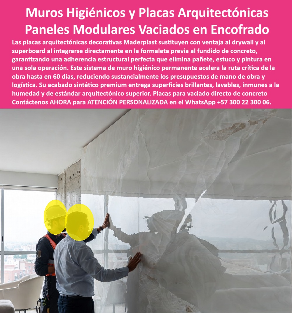 Muro Decorativo Mampostería Seca Panel Constructivo Antihumedad Maderplast Reemplazo de Drywall Panel Modular Decorativo de Alto Desempeño panel arquitectónico modular muro higiénico permanente Placa Arquitectónica Sistema Permanente Placas arquitectónicas modulares vaciadas en encofrado generan muros higiénicos permanentes que sustituyen con ventaja al drywall y al superboard. Maderplast fabrica estos paneles decorativos de alto desempeño que se integran directamente en la formaleta antes del vaciado de concreto. La adherencia estructural queda perfecta y elimina en una sola operación el pañete, el estuco y la pintura. En obras de interior el problema recurrente son las juntas, la sensibilidad a la humedad, los tiempos de secado y las cuadrillas de acabado. Este sistema de muro higiénico permanente resuelve ese ciclo de raíz. El panel se coloca como cara interior de la formaleta, el concreto se vacía y al desencofrar la superficie queda brillante, lavable, inmune a la humedad y de estándar arquitectónico superior. Se acelera la ruta crítica de la obra hasta en sesenta días y se reducen de forma sustancial los presupuestos de mano de obra y logística. El resultado es una placa arquitectónica de sistema permanente que no requiere mantenimientos posteriores ni retrabajos. La mampostería seca plástica mantiene su geometría y su acabado sintético premium sin degradarse. La construcción gana velocidad, limpia el cronograma y baja el costo total de propiedad de manera medible. Los sistemas tradicionales de drywall o revestimientos posteriores, aunque lleguen a precio inicial bajo, terminan resultando carísimos por juntas defectuosas, humedad residual, tiempos de secado y retrasos de entrega. Maderplast entrega una solución de ingeniería que convierte el vaciado en un muro terminado de alto desempeño. Las plantas cuentan con certificación ISO 9001 en diseño y fabricación e ISO 14001 ambiental, y las piezas se validan con pruebas de laboratorio exigentes. Un director de obra de un edificio de oficinas comentó: “Al integrar las placas arquitectónicas Maderplast directamente en la formaleta eliminamos por completo el drywall y los acabados húmedos. El muro quedó higiénico, lavable y terminado desde el desencofrado. Adelantamos la entrega y cualquier sistema convencional, aunque nos lo regalaran, salía más caro por el tiempo y los retrabajos”. La evidencia que elimina la duda técnica al firmar la orden de compra está en las pruebas extremas. El video en el que una retroexcavadora, un mazo de construcción y un rotomartillo impactan directamente los materiales Maderplast demuestra una resistencia que cambia la percepción de cualquier ingeniero o arquitecto. Este registro, junto con el canal completo de validaciones, constituye el respaldo que un profesional necesita para especificar con tranquilidad. Para solicitar planos acotados, memorias de cálculo, especificación en pliegos o cotización de producción en serie, contacte directamente al Departamento de Ingeniería. Ing. Soporte Técnico: (+57) 300 22 300 06 | ingenieria@maderplast.co.