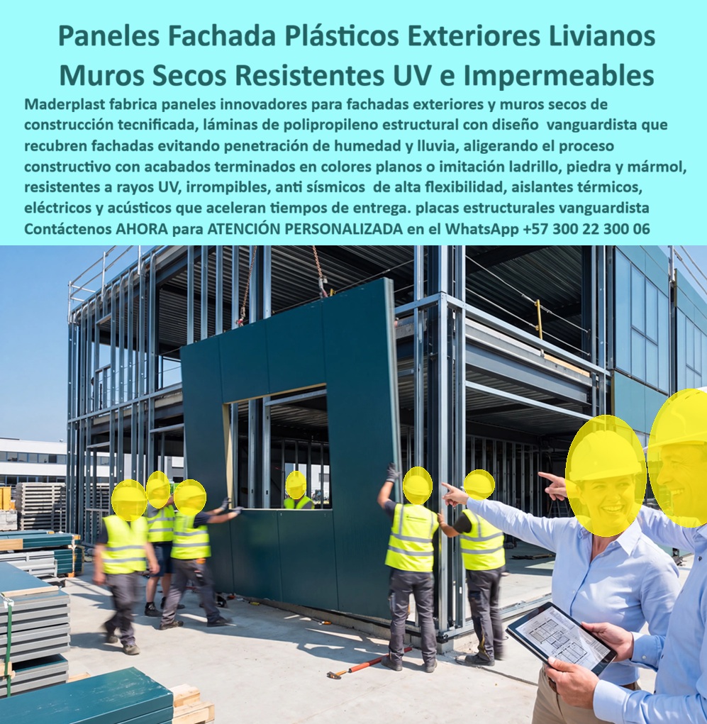 Panel Innovador Construcción Tecnificada Muros Secos Exteriores Maderplast Panel arquitectónico de material disruptivo Placa estructural diseño vanguardista Láminas de polipropileno estructural fachadas ventiladas y paredes exteriores Paneles de fachada plásticos exteriores livianos para muros secos resiste rayos UV e impermeabilizan de forma definitiva. Maderplast fabrica estas láminas de polipropileno estructural de diseño vanguardista que recubren fachadas evitando la penetración de humedad y lluvia. El sistema aligera el proceso constructivo, entrega acabados terminados en colores planos o imitación ladrillo, piedra y mármol, y acelera los tiempos de entrega de la obra. En la construcción tecnificada el problema tradicional de los muros exteriores es el peso, la absorción de humedad, los puentes térmicos y la necesidad de múltiples capas de acabado. Estos paneles arquitectónicos de material disruptivo eliminan ese ciclo. Son irrompibles, de alta flexibilidad antisísmica y actúan como aislantes térmicos, eléctricos y acústicos. Se montan de forma modular sobre la estructura, reducen cargas muertas y dejan la fachada lista sin resanes posteriores. El resultado es un muro seco exterior de prestaciones superiores. La placa estructural mantiene su geometría y su color sin degradarse por exposición solar ni intemperie. La obra gana velocidad de montaje, reduce desperdicios y baja de forma medible el costo total de propiedad. Los acabados quedan terminados desde la instalación, lo que elimina cuadrillas adicionales de pañete y pintura de mantenimiento. Los sistemas convencionales de mampostería o paneles tradicionales, aunque lleguen a un precio inicial bajo, terminan resultando carísimos por peso excesivo, filtraciones, mantenimientos y atrasos. Maderplast entrega una solución de ingeniería que convierte la fachada en un activo liviano, durable y de bajo mantenimiento. Las plantas cuentan con certificación ISO 9001 en diseño y fabricación e ISO 14001 ambiental, y las piezas se validan con pruebas de laboratorio exigentes. Un director de obra de un edificio de oficinas comentó: “Con los paneles de fachada de polipropileno Maderplast redujimos el peso de la envolvente y eliminamos los problemas de humedad. El montaje fue más rápido y la fachada quedó terminada sin resanes. Cualquier alternativa tradicional, aunque nos la regalaran, salía más cara por el tiempo y los mantenimientos futuros”. La evidencia que elimina la duda técnica al firmar la orden de compra está en las pruebas extremas. El video en el que una retroexcavadora, un mazo de construcción y un rotomartillo impactan directamente los materiales Maderplast demuestra una resistencia que cambia la percepción de cualquier ingeniero o arquitecto. Este registro, junto con el canal completo de validaciones, constituye el respaldo que un profesional necesita para especificar con tranquilidad. Para solicitar planos acotados, memorias de cálculo, especificación en pliegos o cotización de producción en serie, contacte directamente al Departamento de Ingeniería. Ing. Soporte Técnico: (+57) 300 22 300 06 | ingenieria@maderplast.co.