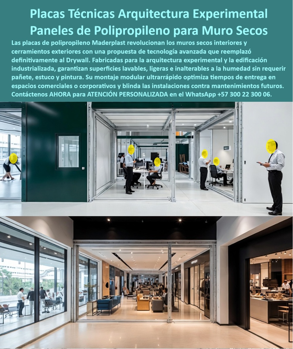 Panel Innovador Construcción Tecnificada Muros Secos Interiores Maderplast Reemplazo drywall cerramientos exteriores de tecnología avanzada Placa técnica para arquitectura experimental Placas de polipropileno para Reemplazo drywall PP PANEL INNOVADOR CONSTRUCCIÓN TECNIFICADA MUROS SECOS INTERIORES MADERPLAST PARA ARQUITECTURA EXPERIMENTAL  El Panel Innovador Construcción Tecnificada Muros Secos Interiores Maderplast, configurado como Placa técnica para arquitectura experimental y Placas de polipropileno para Reemplazo drywall PP, constituye el desarrollo protagónico dentro de la tecnología avanzada en cerramientos exteriores e interiores. La imagen exhibe espacios corporativos y comerciales modernos con cerramientos modulares de paneles de polipropileno Maderplast en acabados blanco, gris y verde corporativo, integrados sobre perfiles de montaje con alta precisión geométrica. En las dos composiciones se aprecian ambientes de oficina con personal técnico trabajando en entornos limpios y un pasillo comercial de alta estética donde la perfilería y los paneles garantizan acabados perfectos. El encabezado de la imagen precisa: "Placas Técnicas Arquitectura Experimental Paneles de Polipropileno para Muro Secos. Las placas de polipropileno Maderplast revolucionan los muros secos interiores y cerramientos exteriores con una propuesta de tecnología avanzada que reemplazó definitivamente al Drywall. Fabricadas para la arquitectura experimental y la edificación industrializada, garantizan superficies lavables, ligeras e inalterables a la humedad sin requerir pañete, estuco y pintura. Su montaje modular ultrarrápido optimiza tiempos de entrega en espacios comerciales o corporativos y blinda las instalaciones contra mantenimientos futuros. Contáctenos AHORA para ATENCIÓN PERSONALIZADA en el WhatsApp +57 300 22 300 06".  La especificación de placas de yeso tipo drywall en espacios comerciales, corporativos o industriales expuestos a tráfico o humedad genera serios inconvenientes por abolladuras, descascaramiento de pintura, absorción de humedad y fisuración en juntas. El reemplazo drywall cerramientos exteriores de tecnología avanzada de Maderplast elimina de raíz estas patologías. Al implementar placas macizas de polipropileno y paneles plásticos estructurales como reemplazo del fenólico y drywall, los arquitectos e ingenieros obtienen tabiques monolíticos, lavables, inmunes al impacto y 100% resistentes al agua. Esto erradica los costos por resanes recurrentes, repintado y mantenimiento, optimizando los tiempos en la construcción acelerada y la construcción inteligente.  En la división de espacios y la construcción moldes para concreto o muros secos, los paneles para encofrado, tableros para encofrado, placas para encofrados y placas para formaletas Maderplast destacan por su ligereza y facilidad de ensamble modular. A diferencia de las soluciones frágiles de cartón yeso o paneles de madera susceptibles a plagas y hongos, estos sistemas de encofrado y entibados no sufren degradación química ni biológica. La utilización de formaletas reutilizables y encofrados reutilizables en paredes y placas reduce sustancialmente el costo total de propiedad (TCO), agilizando los cronogramas de entrega en proyectos de arquitectura experimental y construcción industrializada.  Las soluciones constructivas y la mampostería plástica Maderplast demuestran que las alternativas tradicionales de drywall o tabiquería liviana de la competencia, aun siendo económicas o regaladas, resultan sumamente costosas por sus frecuentes reparaciones, susceptibilidad a la humedad, interrupción de actividades comerciales y costos de mantenimiento ocultos. Maderplast asegura acabados estructurales, acabados permanentes y acabados arquitectónicos que no requieren pintura protectora ni tratamientos especiales, respaldados por un proceso industrial con certificación ISO 9001 en diseño e ISO 14001 en gestión ambiental, sujeto a rigurosas pruebas de carga e impacto en laboratorio.  "DIRECTOR GENERAL DE OBRA — CONSTRUCTORA BOLÍVAR S.A. Sustituir el drywall tradicional por los paneles de polipropileno para muros secos Maderplast en la adecuación de nuestras oficinas y zonas comerciales nos permitió entregar la obra en un 40% menos de tiempo. Eliminamos por completo las cuadrillas de estuco y pintura, garantizando muros 100% lavables e indestructibles.'"  Para verificación de comportamiento físico, memorias de cálculo, planos acotados o inspección de pruebas de laboratorio en video (como las pruebas de resistencia extrema Maderplast ante retroexcavadora y rotomartillo en YouTube: youtube.com/watch?v=doRIRlOAgX8, aplicaciones estructurales en youtube.com/watch?v=IwzorusG2ss y acabados de superficie en youtube.com/watch?v=_IV-ub_6hUY), el equipo proyectista e ingenieros de obra pueden solicitar la documentación respaldada. Contacto directo con el Departamento de Ingeniería para asesoría personalizada. Ing. Soporte Técnico: (+57) 300 22 300 06.