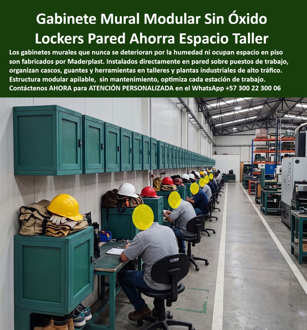 Gabinete De Pared Armario Colgado Casillero Mural Mueble Flotante Maderplast Locker Empotrable Pared Puerta Acrílica Antióxido Modular Apilable Módulo de pared anticorrosión evita deterioro por humedad Locker Modular De Pared Con vidrios