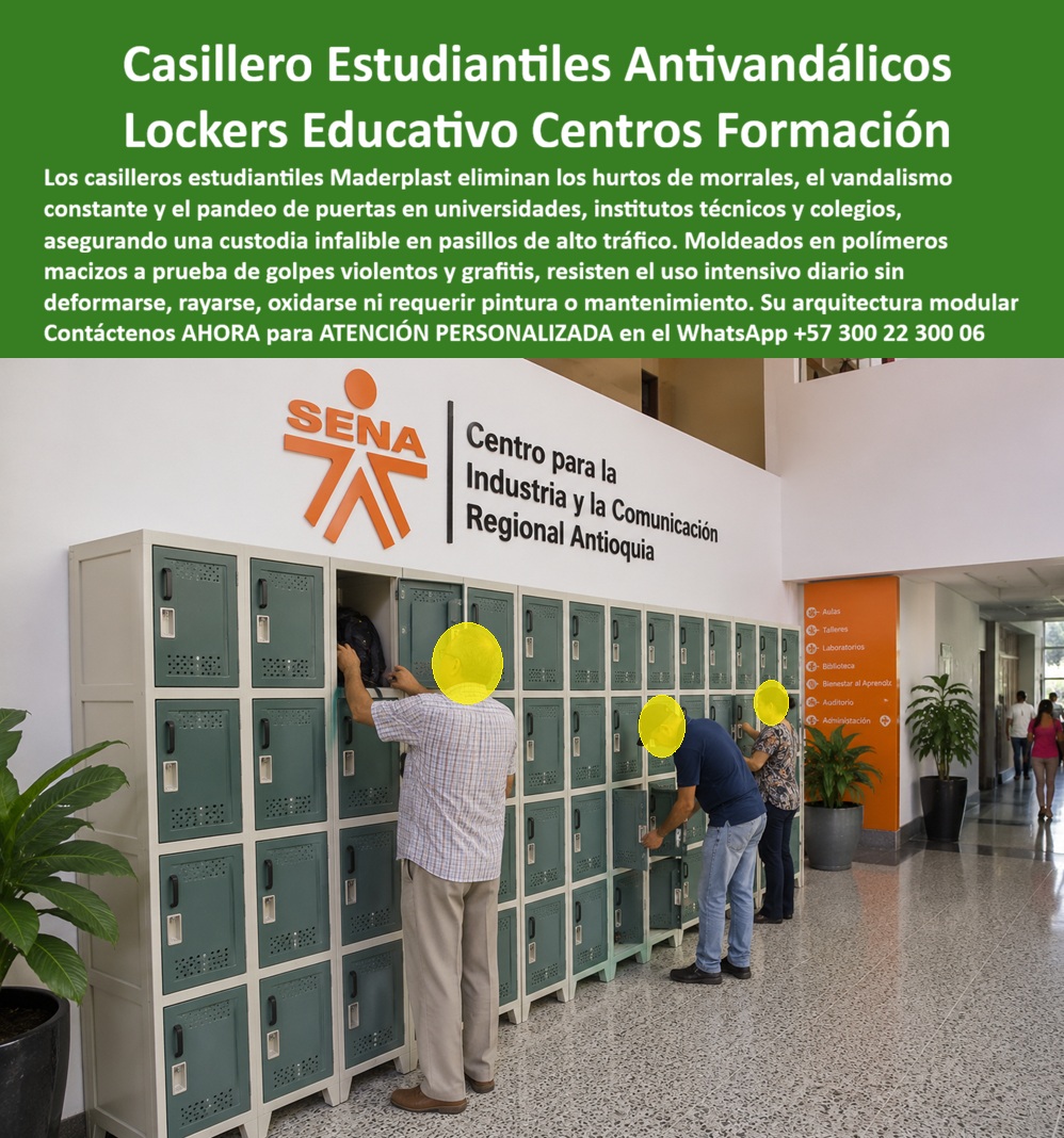 Locker Casilleros para universidades Locker Centros De Formación Maderplast Lockers colegios que evitan robos de morrales Lockers Aprendices Del SENA Casilleros Zonas Estudiantiles Casilleros Guardarropas estudiantiles zonas de pasillo