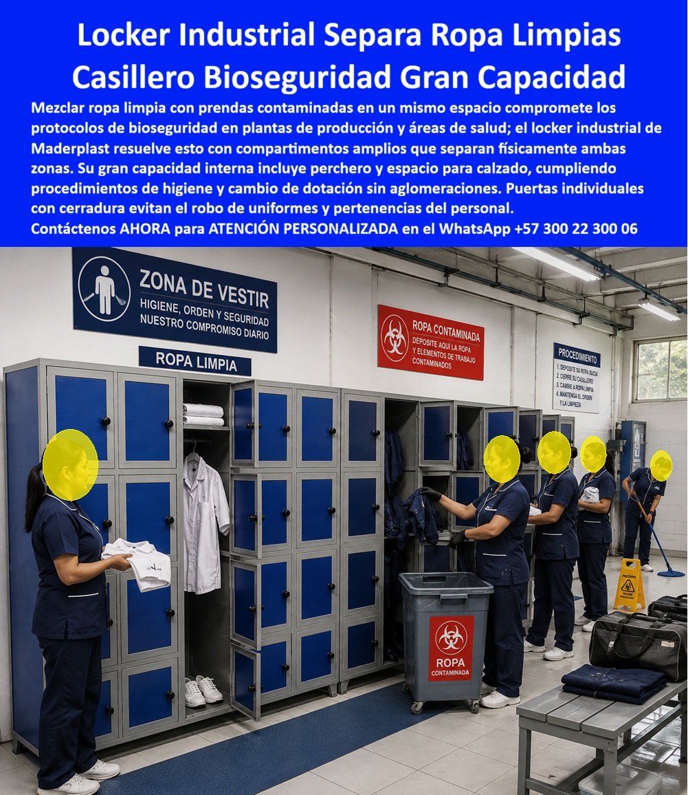 Locker Industriales Casillero De Personal Industrial Maderplast Lockers industriales para vestidores que evitan robos Casillero de personal para vestiarios de gran escala Casilleros industriales de alta resistencia Locker azul