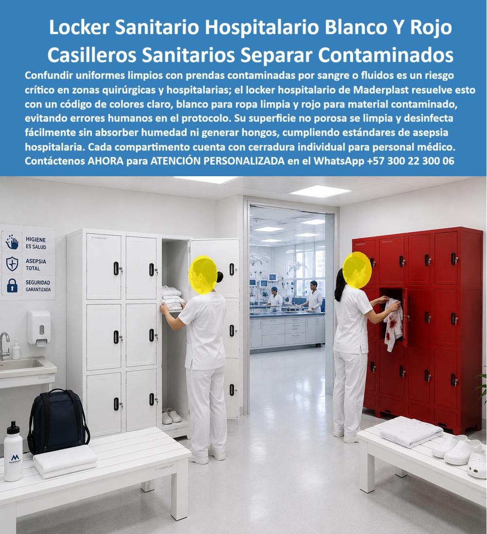 Lockers Bioseguridad Hospitalaria Casilleros seguridad sanitaria Maderplast Ropa Limpia Contaminada Casilleros de seguridad sanitaria de fácil limpieza Lockers Para Hospitales Resistentes A Humedad Lockers Áreas Limpias Alta Bioseguridad