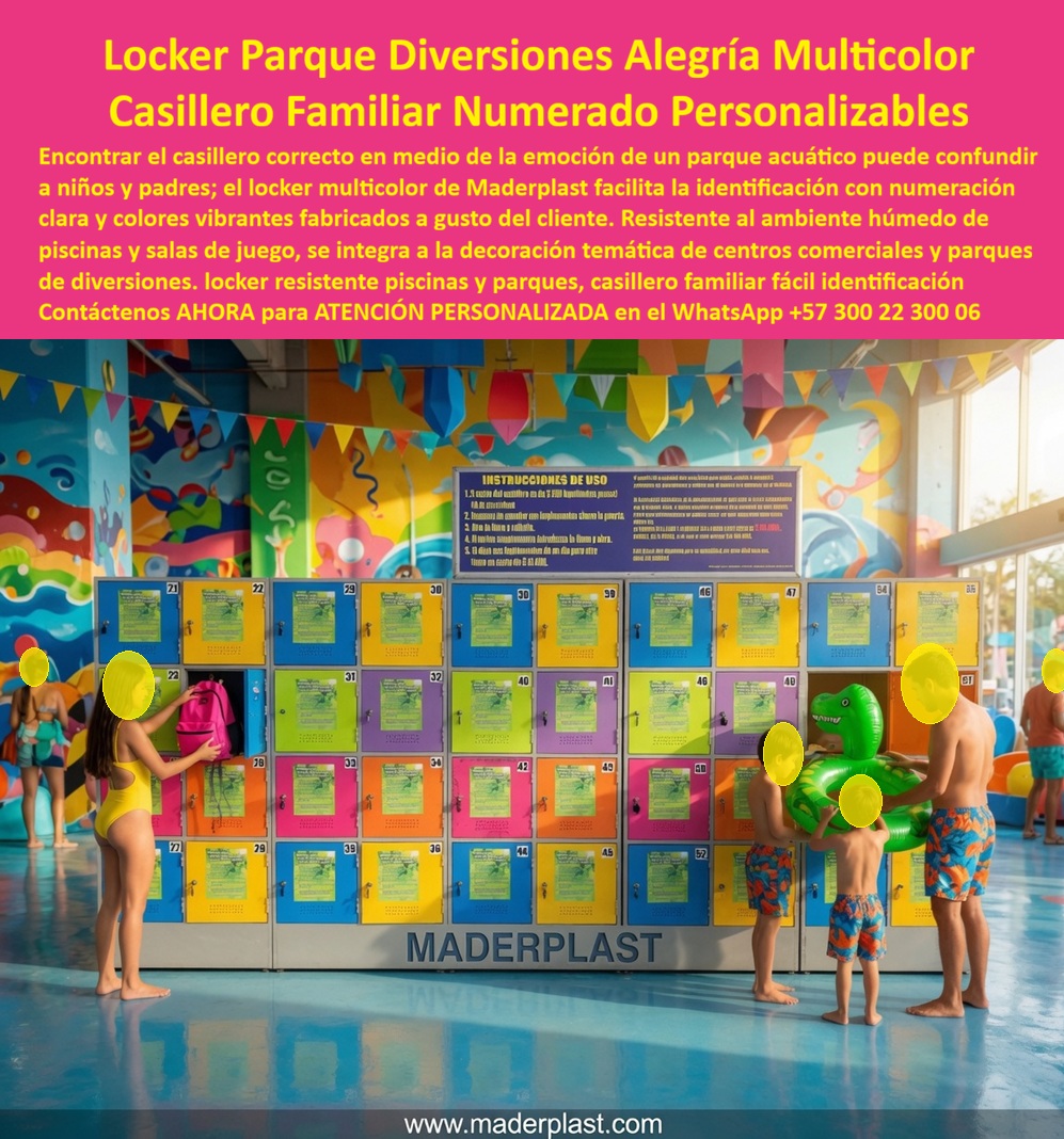 Lockers colegios Lockers áreas de diversión Lockers infantiles Maderplast Lockers fabricados en cualquier color Lockers decorativos infantiles Casillero colorido salas de juego y centros comerciales Lockers para parques de diversiones