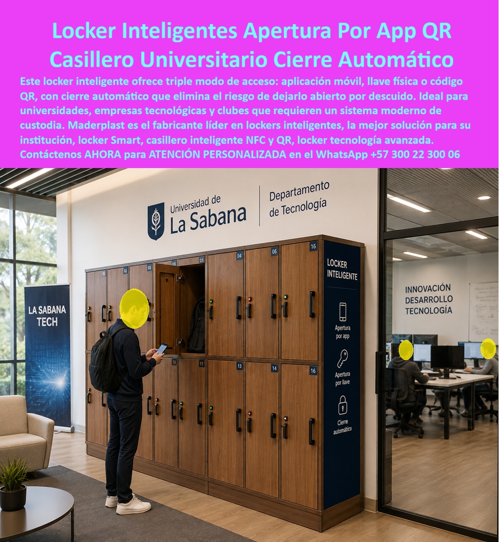 Lockers inteligentes Smart Lockers Con Aplicación Móvil NFC QR Maderplast Lockers inteligentes con pantalla táctil Lockers con apertura por código QR Sistema De Lockers Inteligentes Empresas Clubes Y Universidades Lockers Inteligentes