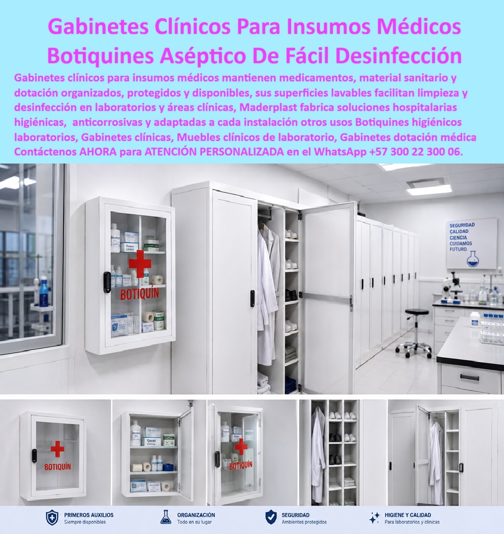 Muebles Gabinetes Hospitalarios Alacenas Mesones Laboratorios Maderplast Gabinetes Insumos Médicos Botiquines de pared asépticos con puerta clara Gabinetes Clínicos De Fácil Desinfección Gabinetes estériles custodia de medicamentos FDA