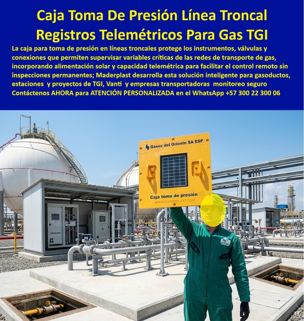 Caja De Registro Gas Inteligente Tapa Caja Telemetría Maderplast Caja Toma Presión Gas Línea Troncal TGI Transporte Caja Toma Presión Gas TGI Transportadora Internacional Caja Registro Gas TGI Vanti Control Remoto Presión Caja Toma Presión