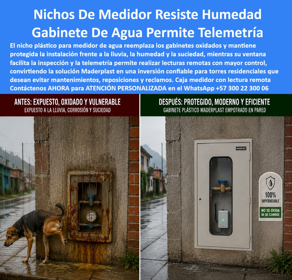 Cajas Medidores Resistentes A Humedad Y Salinidad Nicho Plástico Maderplast Nicho Medidor Alta Densidad Torre Residencial Sin Deterioro Nicho Medidor Vidrio Intacto Sin Empañar Presentación Torre Gabinete Agua Corrosión Extrema Solucionado A