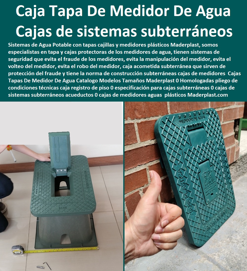 Cajilla Del Medidor Con Tapa Plástica instalación paso a paso Maderplast Caja Tapa Medidor de Agua Antirrobo Resistente y Duradera Caja para con Tapa de acueducto para andén peatonal Tapa de seguridad para cajilla acueducto urbana