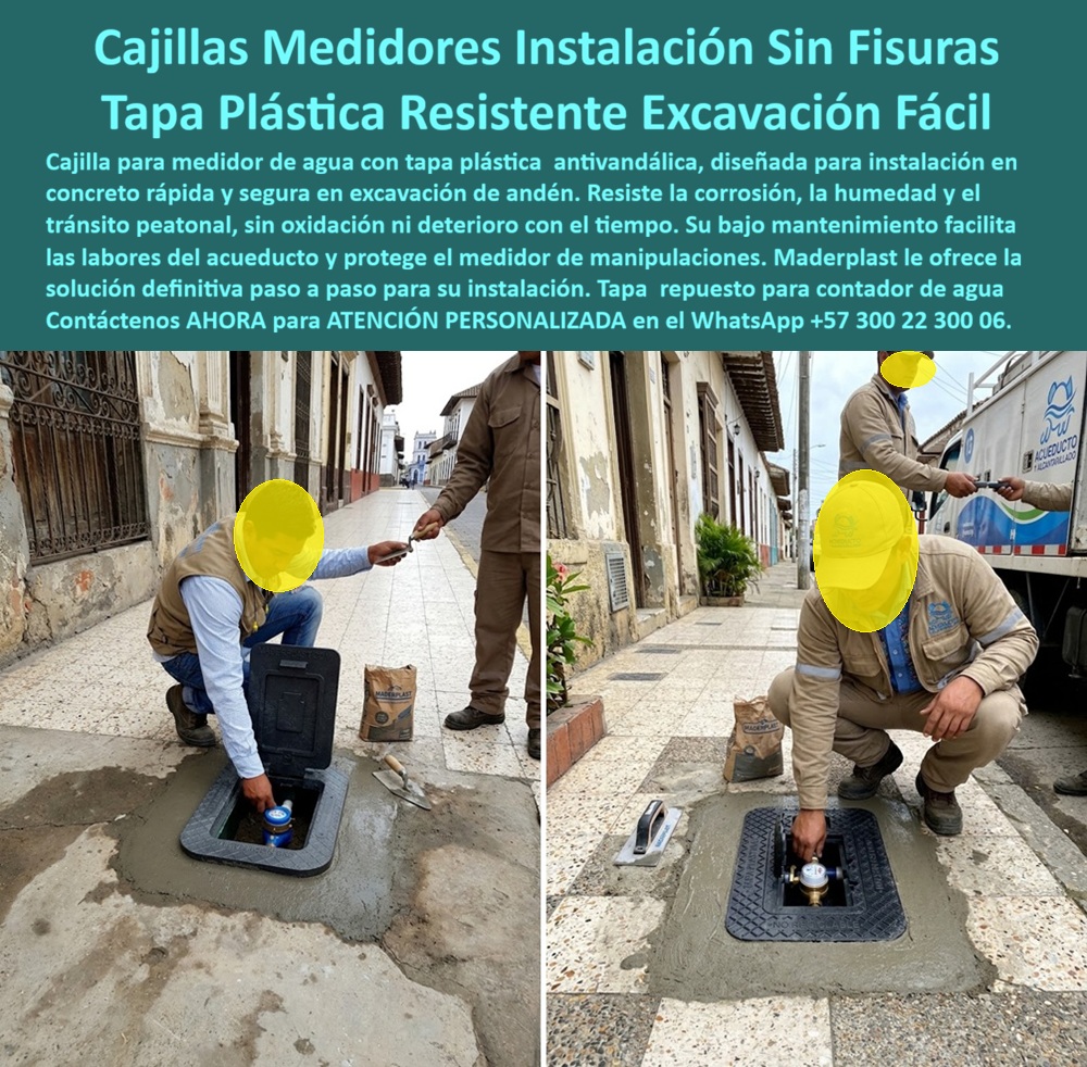 Cajilla Del Medidor Con Tapa Plástica instalación paso a paso Maderplast Gabinete Portamedidor Agua Antivandalismo Bajo Mantenimiento Tapa para medidor resistente a la corrosión Gabinete medidor agua para excavación Cajilla Del Medidor agua