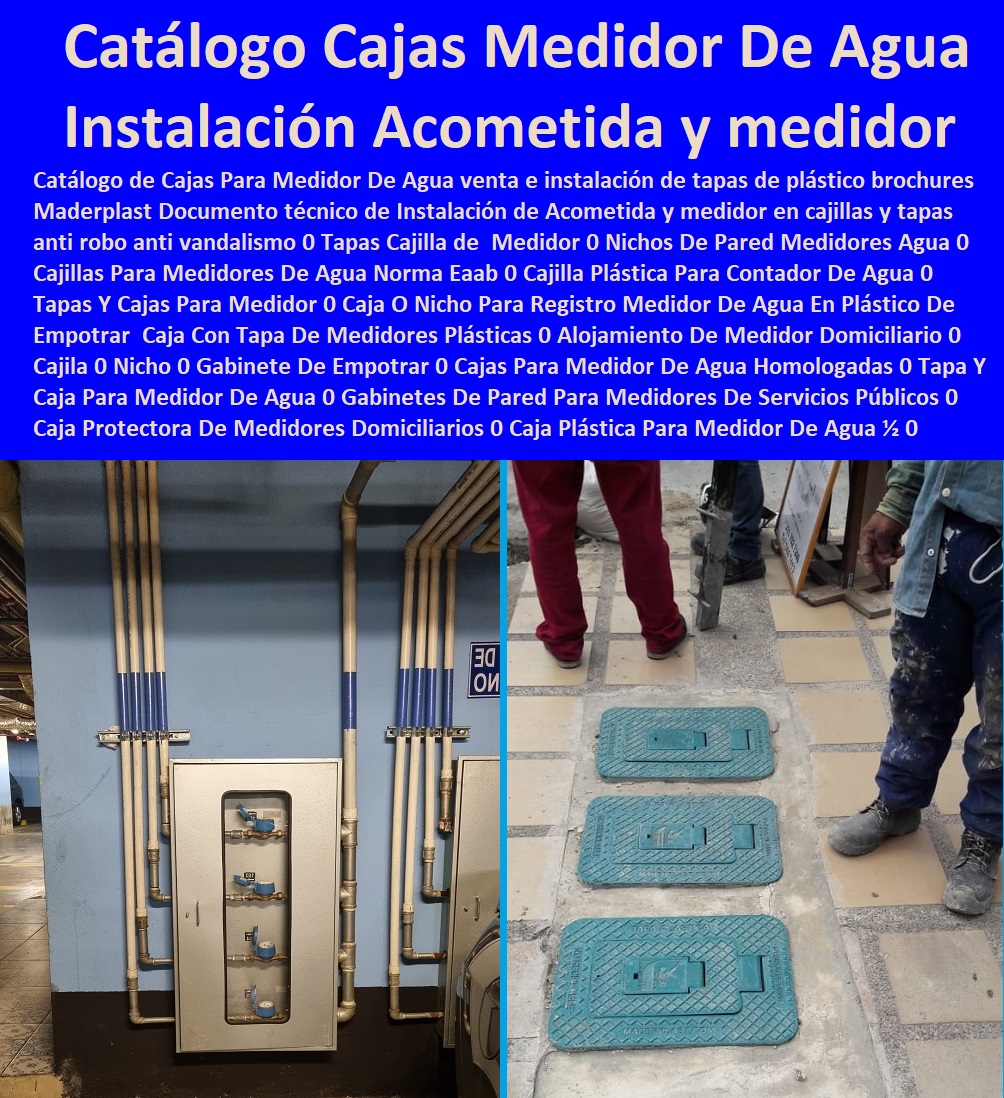 Cajilla Del Medidor Con Tapa Plástica instalación paso a paso Maderplast Modelos de Caja Tapa Medidor de Agua Antirrobo Resistente y Duradera Caja de pared Tapa de acueducto para andén peatonal nicho de seguridad gabinete cajilla acueducto a