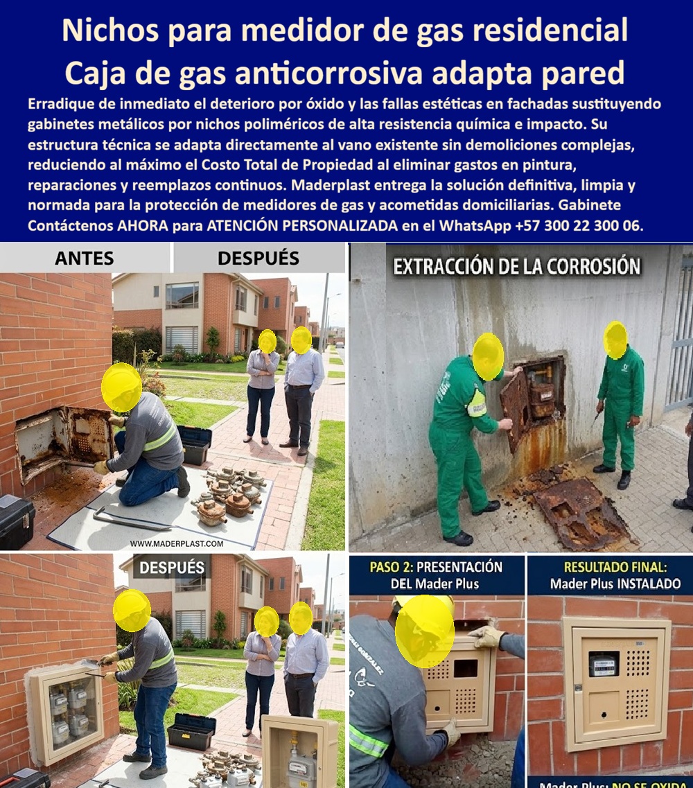 Cambio Nicho Gas Oxidado Nicho Gas Anticorrosión Instalación Maderplast Nicho Medidor Instalación Finalizada Seco Sin Fugas Nicho de distribución para agua potable alta durabilidad Gabinete para Gas contador de Gs exterior inmune a orines