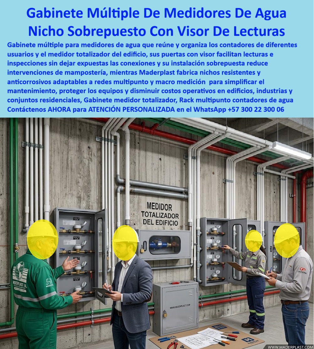 Nicho De Pared Medidores Agua Gabinete Agua Rack Multipunto Maderplast Cajilla múltiple Gabinete para contadores de agua con visor Gabinetes Sobrepuestos Para Medidores De Agua Sin Obras Gabinete para macromedidor de agua de fácil inspección