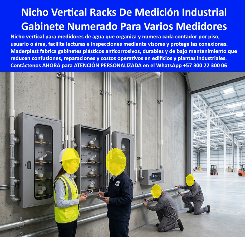 Nicho De Pared Medidores Agua Gabinete Agua Rack Multipunto Maderplast Nicho Vertical Agua Planta Industrial Identificación Numerada Gabinetes Varios Medidores De Agua Sin Mantenimiento Armario repartición de agua por piso norma técnica Agua