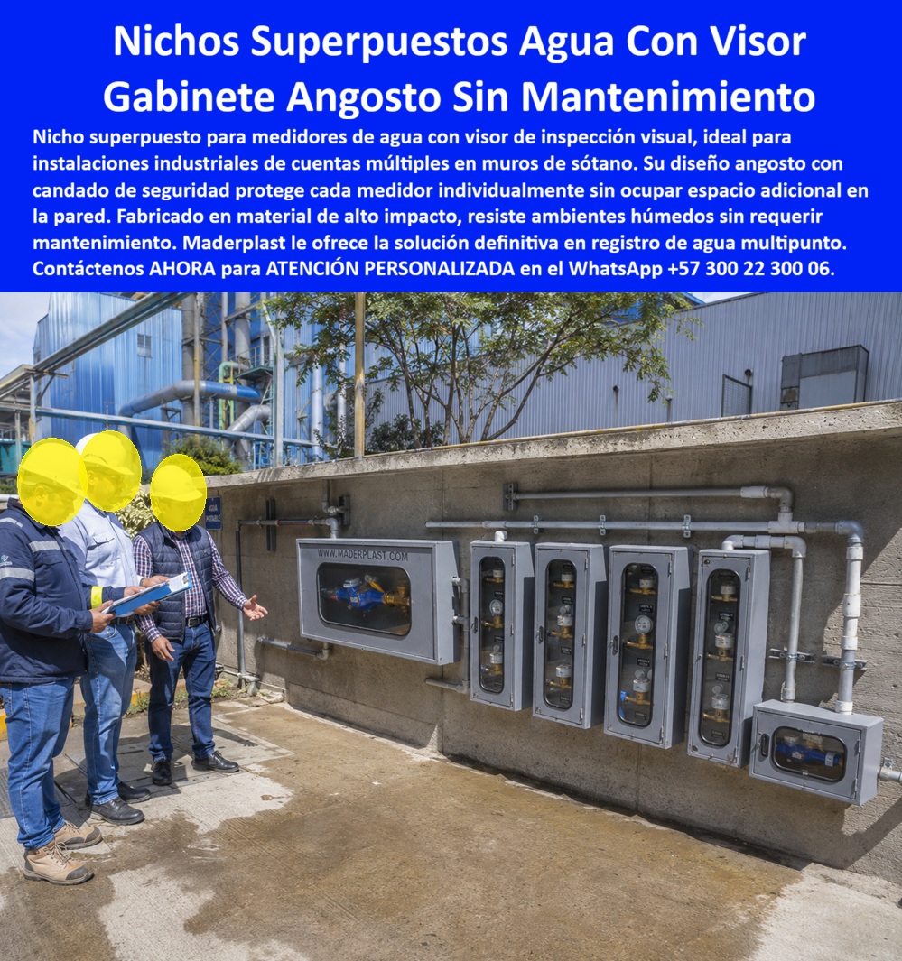 Nicho De Pared Medidores Agua Gabinete Agua Rack Multipunto Maderplast Nichos Superpuestos Para Medidores De Agua Con Visor Mueble para registro de agua en sótano sin mantenimiento Gabinete Angosto Medidor Agua Cuentas Múltiples Candado Agua