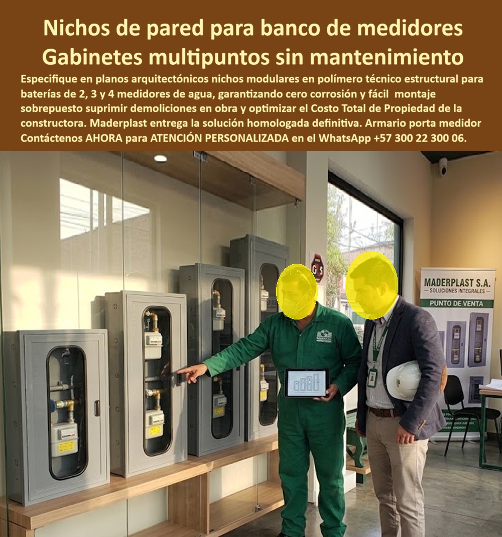 Punto De Venta Nichos Medidores Agua Exhibición Gabinetes Maderplast Nicho Medidor Modelo 2 3 4 Puntos Especificación Plano Arquitecto Catálogo de nichos medidores de agua sin corrosión Catálogo Mueble pared banco de medidores cero reclamos