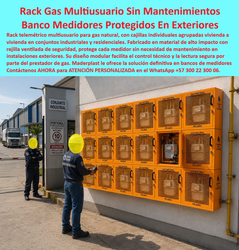 Rack Gas Telemétrico Multiusuario Gabinetes Medidores Gas Maderplast Cajilla para medidor de gas agrupado sin mantenimiento Nicho Gas Multiusuario Panel Vivienda A Vivienda Seguro Bancos De Medidores De Gas Protegidos Exteriores Telemétrico