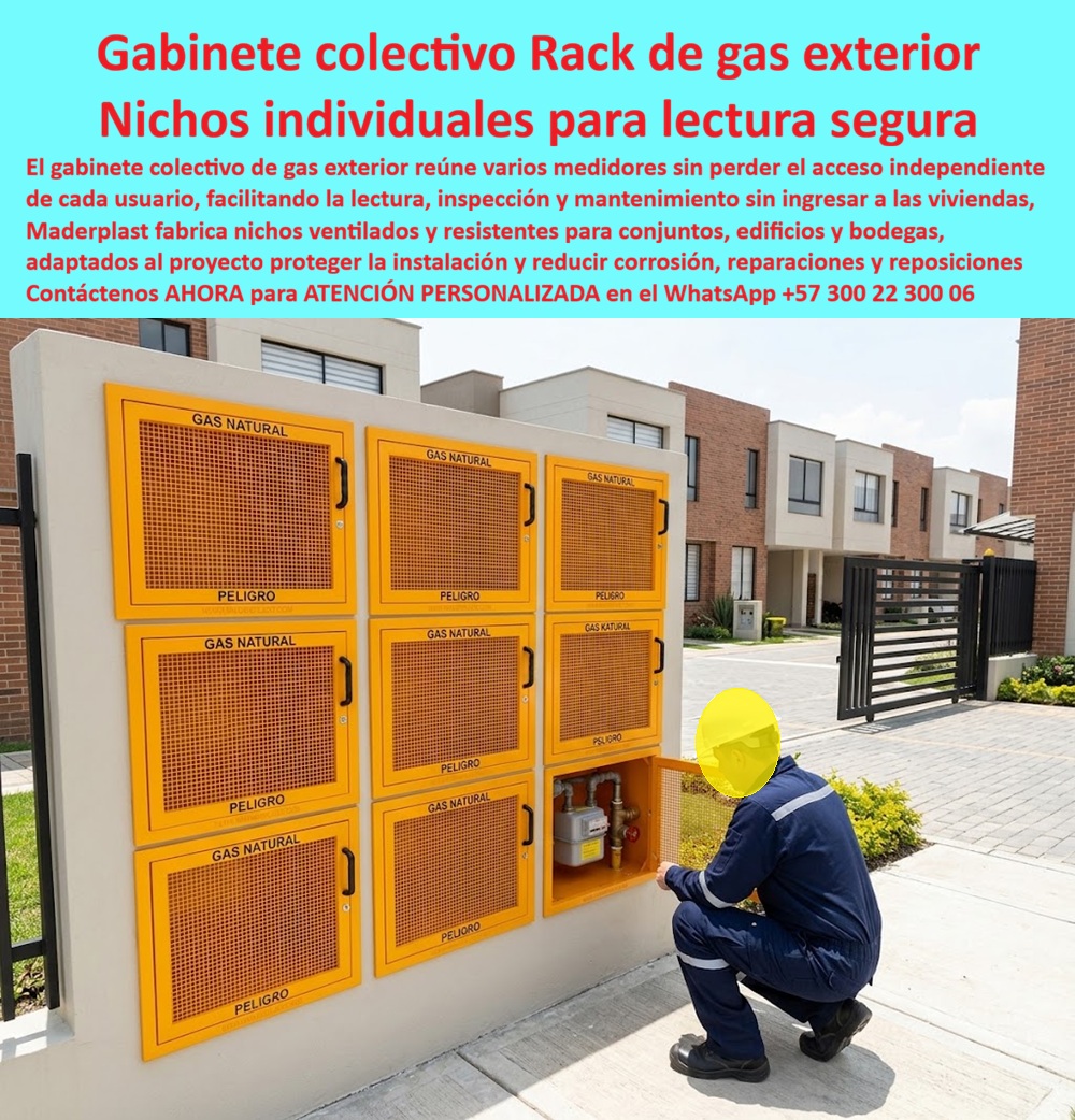 Rack Gas Telemétrico Multiusuario Gabinetes Medidores Gas Maderplast Gabinete Gas Independiente Patio Bodega Antena Telemetría Nicho Colectivo De Gas Con Lectura Individual Exterior Gabinete Industrial Gas Multimedidor Sótano Edificio Seguro