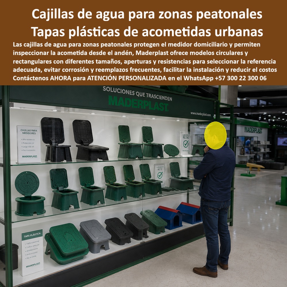 Tapa Cajilla De Agua Tapa Plástica Catalogo Modelos Brochure Maderplast Cajilla medidor agua zona urbana peatonal Tapa para medidor de agua andén peatonal Cajilla para medidor domiciliario Cajilla plástica para acometida de agua Cajilla A