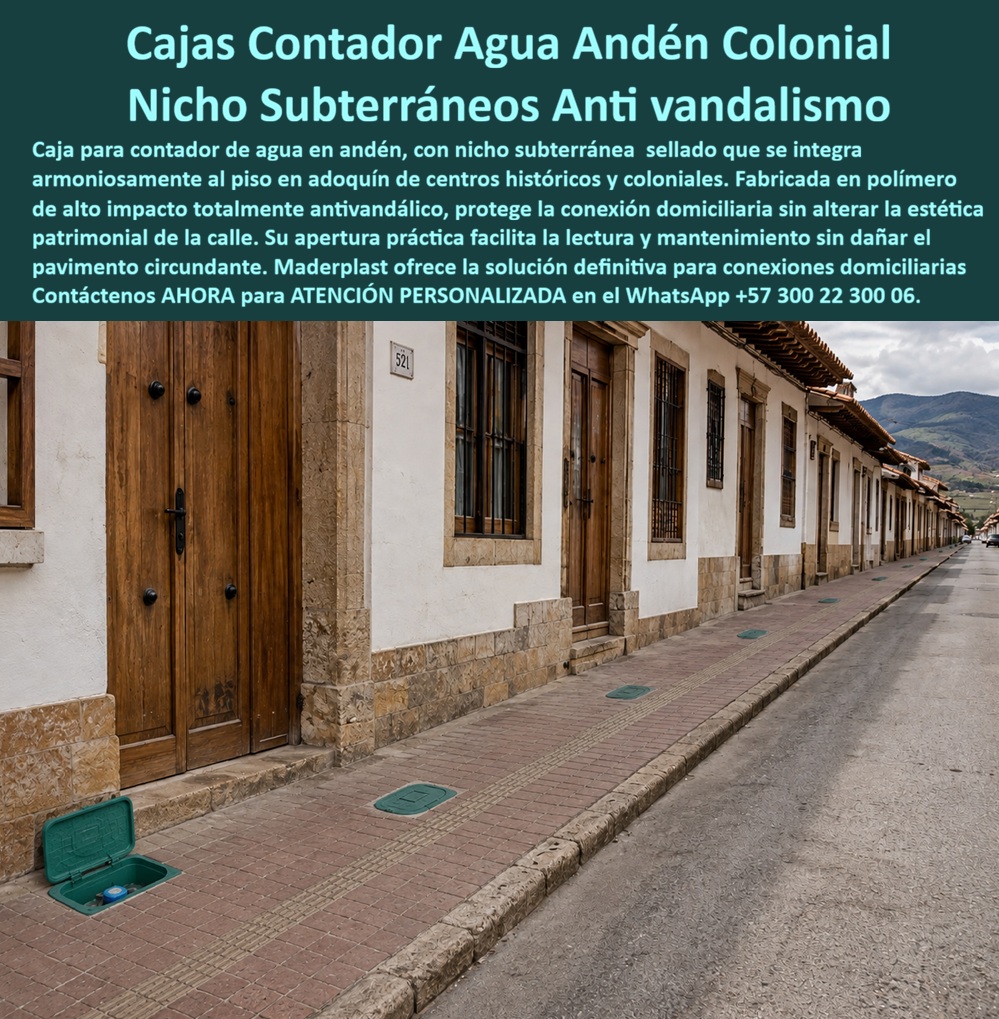 Tapa Con Cajilla De Medidor Tapa Plástica Catalogo Brochure Tamaños Maderplast Caja para contador de agua en andén Nicho Subterráneo Medidor Agua Antivandalismo Sellado Nicho de pared para medidor Tapa con caja para conexión domiciliaria A