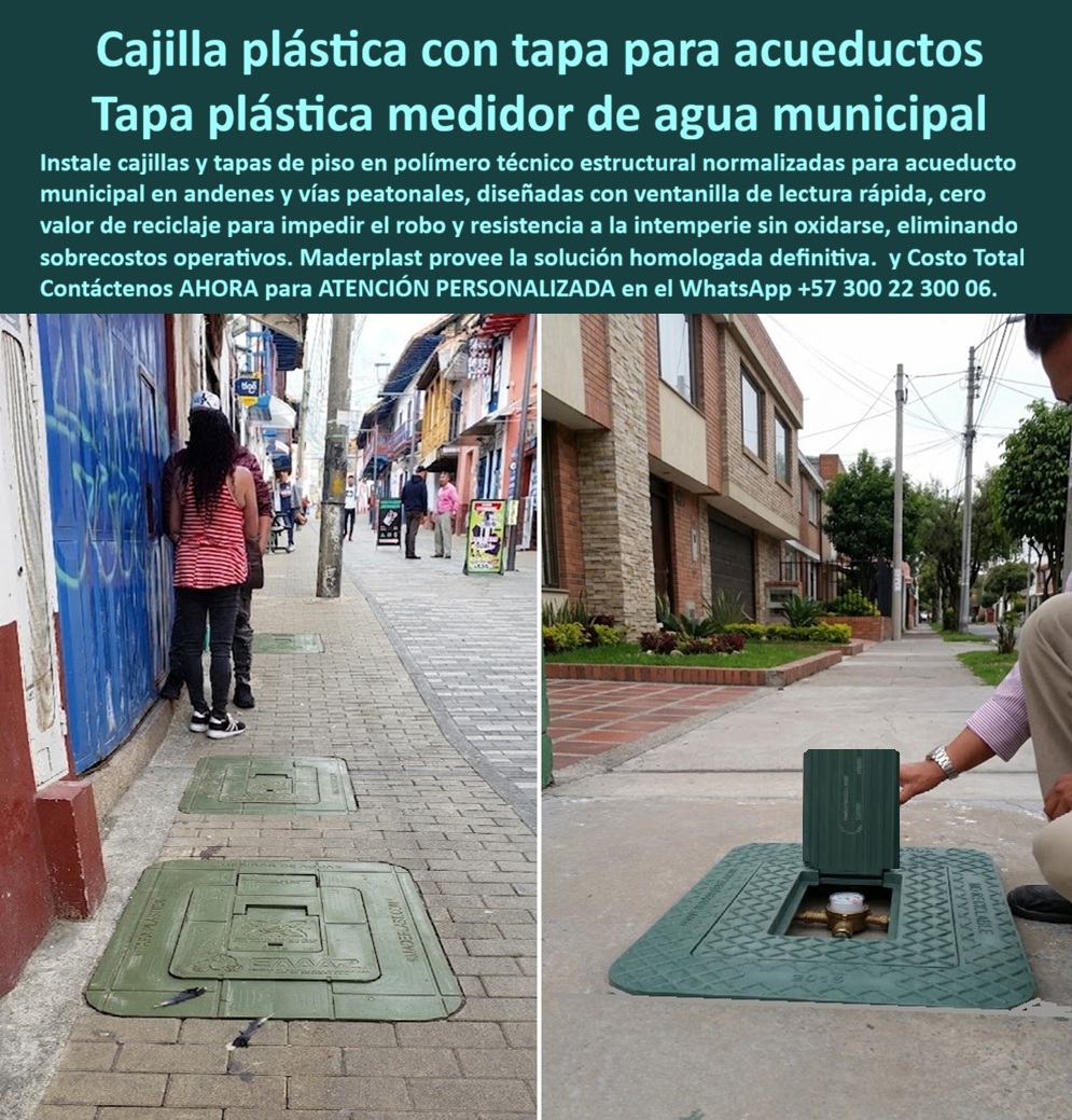 Tapa Con Cajilla De Medidor Tapa Plástica Catalogo Brochure Tamaños Maderplast Caja plástica con tapa para acueducto Tapa plástica medidor de agua Caja empotrada medidor agua acueducto municipal Cajilla para medidor de agua tipo EAAB Cajila