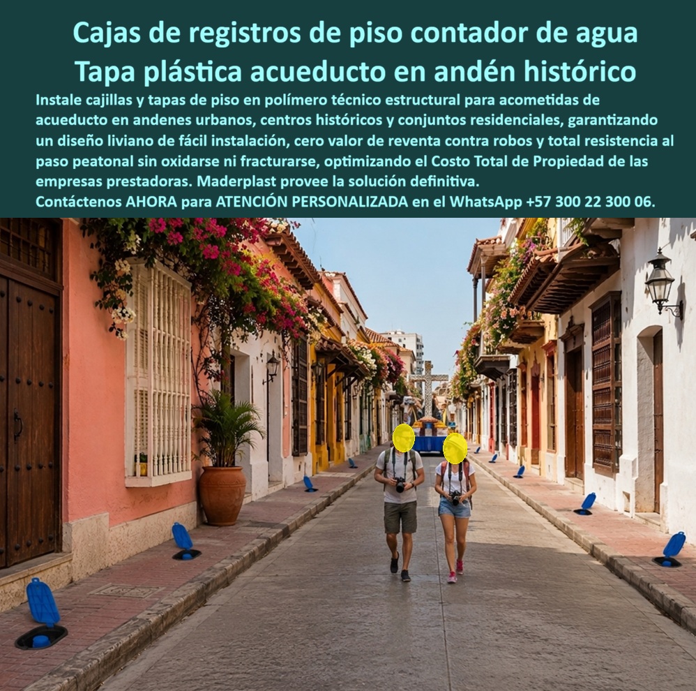 Tapa Con Cajilla De Medidor Tapa Plástica Catalogo Brochure Tamaños Maderplast Cajilla reciclada para medidor de agua Caja registro piso contador agua antifraude liviana fácil instalación Caja portamedidor de agua para conjunto residencial