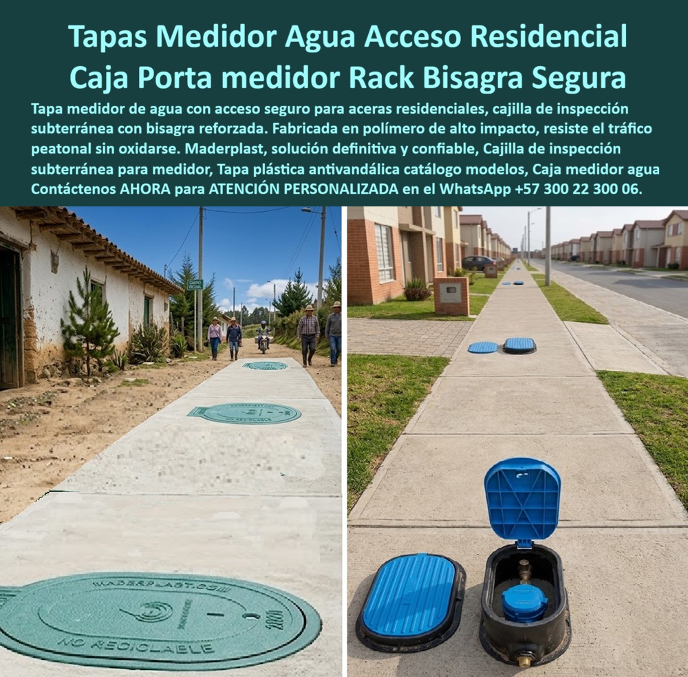 Tapa Con Cajilla De Medidor Tapa Plástica Catalogo Brochure Tamaños Maderplast Tapa medidor agua acceso residencial seguro Caja portamedidor de agua para acera con tapa de bisagra Cajilla de inspección subterránea para medidor de agua Precio