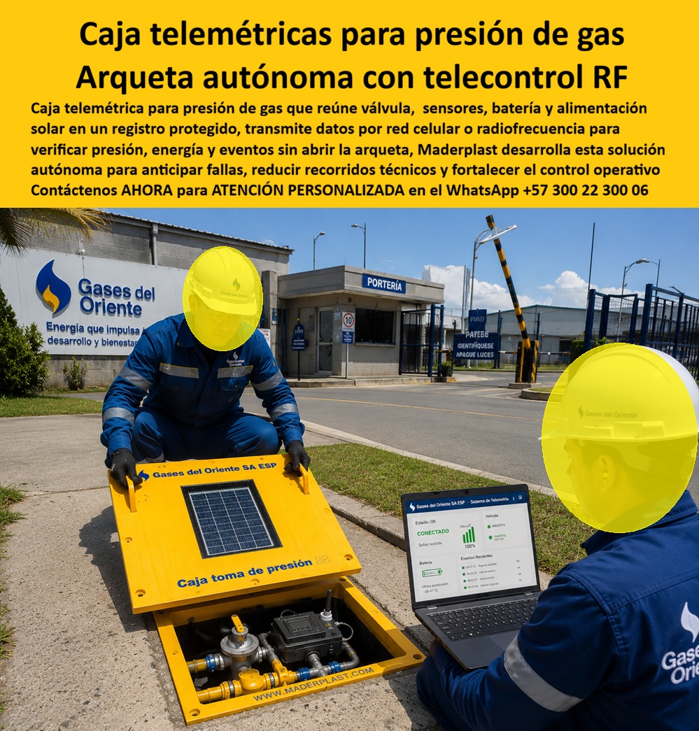 Tapa Telecontrol Autoenergética Redes Gas caja Tapa autónoma Maderplast Arqueta Inteligente Monitoreo De Presión De Gas Estación Gas Autoenergética Prueba Técnica Certificada Caja De Registro Con Telemetría Celular Y Radiofrecuencia Caja RF