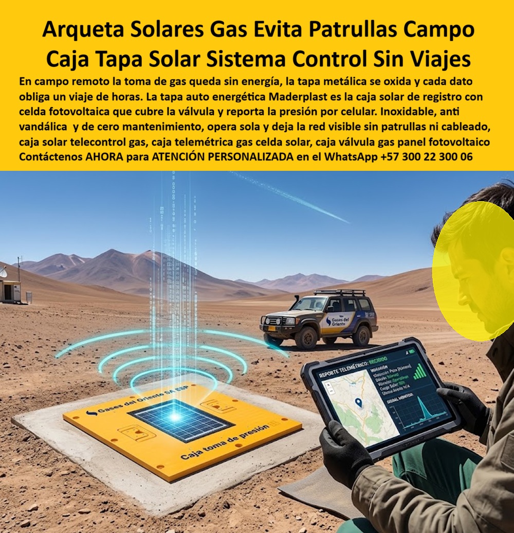 Tapa Telecontrol Autoenergética Redes Gas caja Tapa autónoma Maderplast Caja válvula de gas con panel fotovoltaico sin óxido Caja Solar De Registro Telecontrol De Gas Arqueta Solar Telemetría De Redes De Gas Caja Telemétrica Gas Celda Solar
